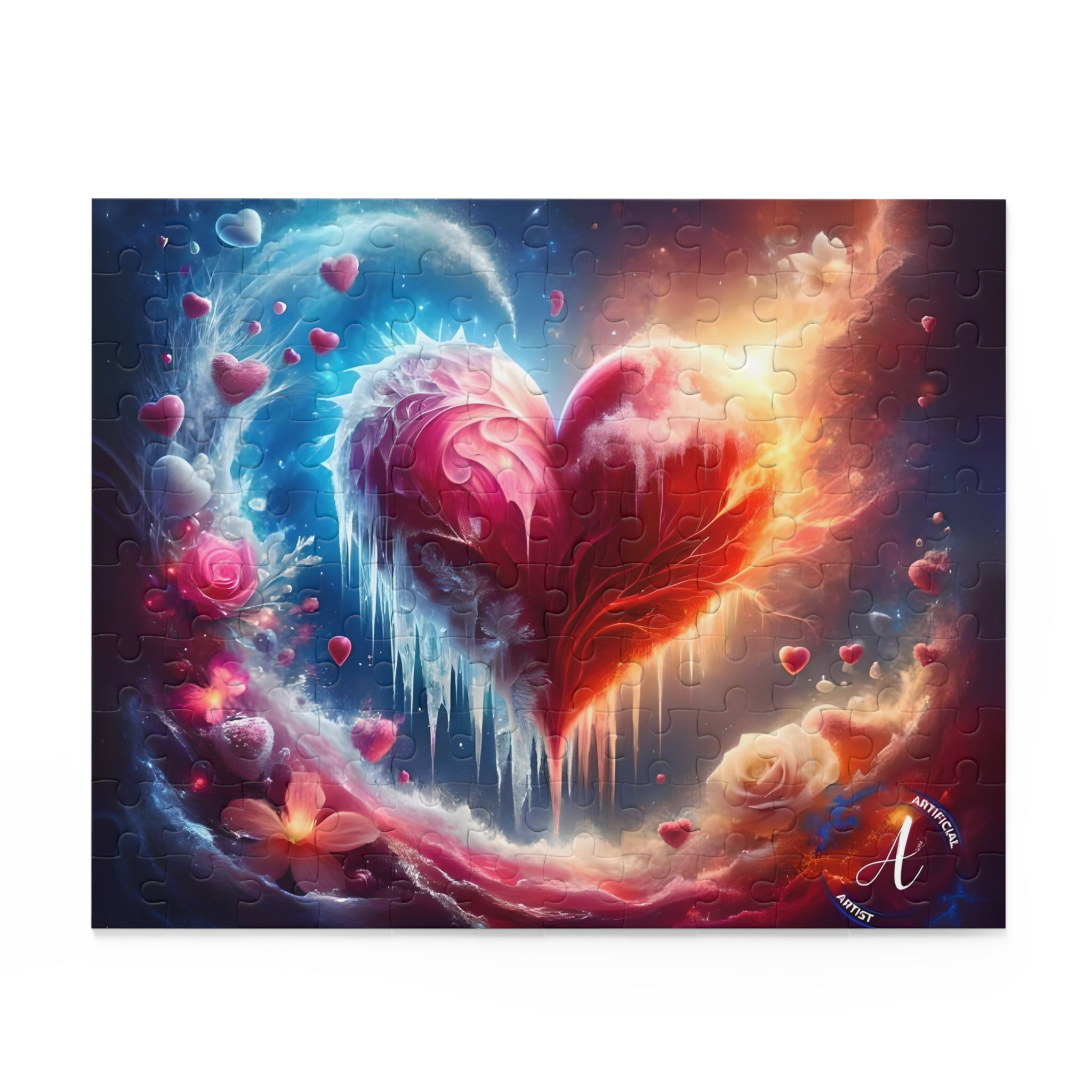 Heart's Revival jigsaw puzzle by Artificial Artist in chipboard, available in 120, 252, and 500 pieces, showcasing vibrant a