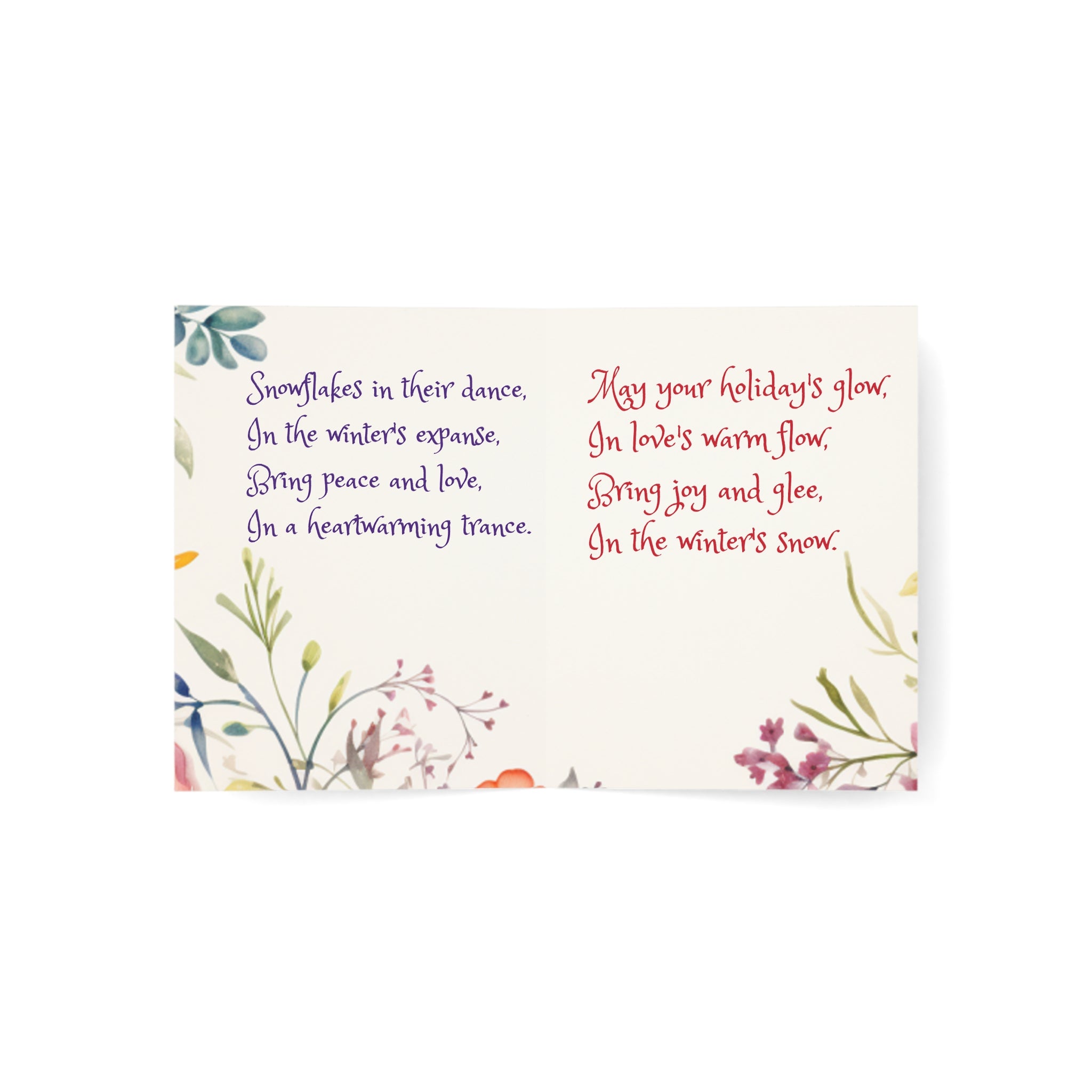 Double-sided artistic Christmas card by Artificial Artist, 270gsm paper, vertical design, featuring colorful holiday artwork