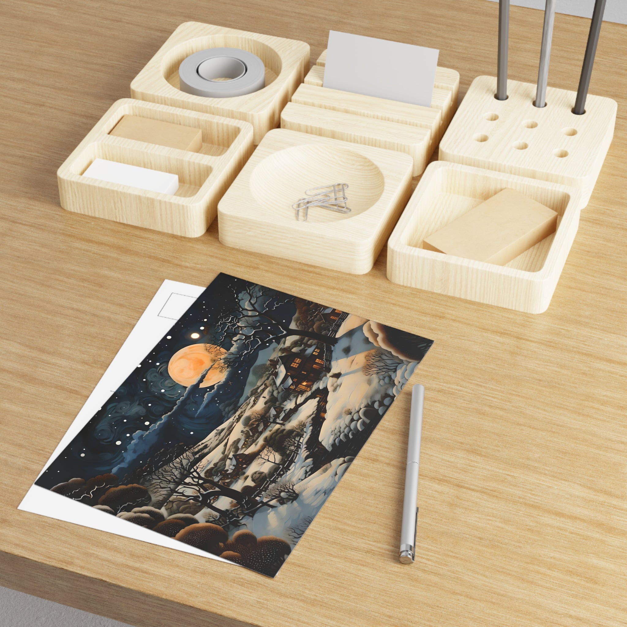 Glossy 7x5 premium holiday postcard featuring festive mountain landscape by Artificial Artist