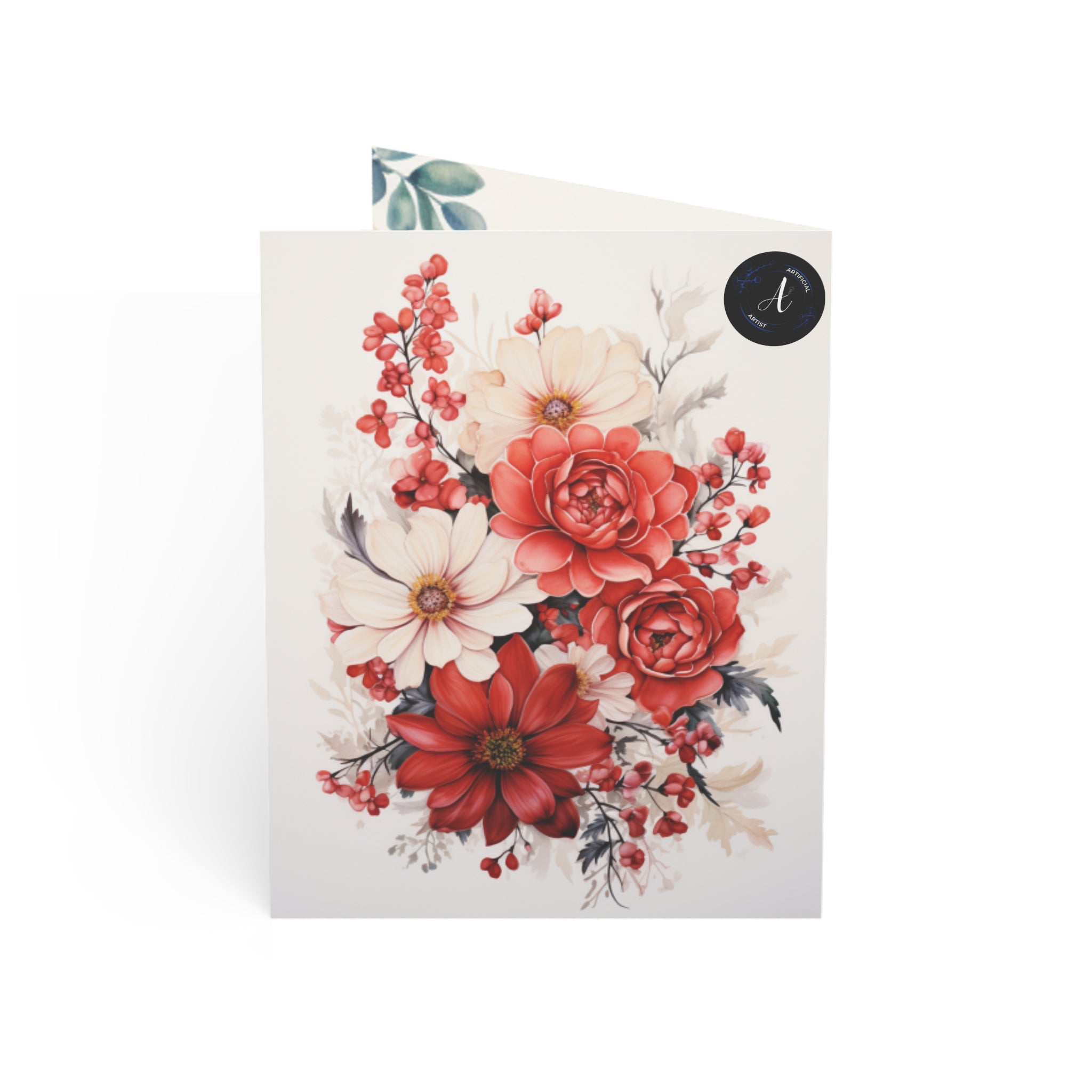 Artistic double-sided Christmas cards from Artificial Artist, vibrant design on coated 270gsm paper, vertical size