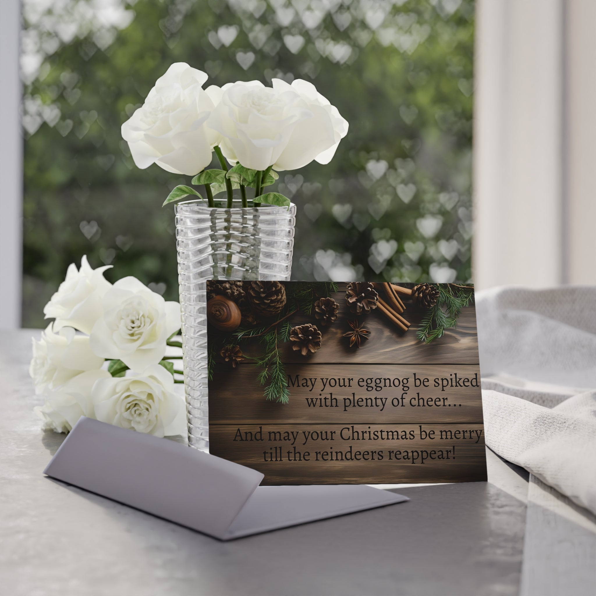 Two-sided matte Christmas holiday card by Artificial Artist, 6.9x4.9 inches, printed on 300gsm paper.