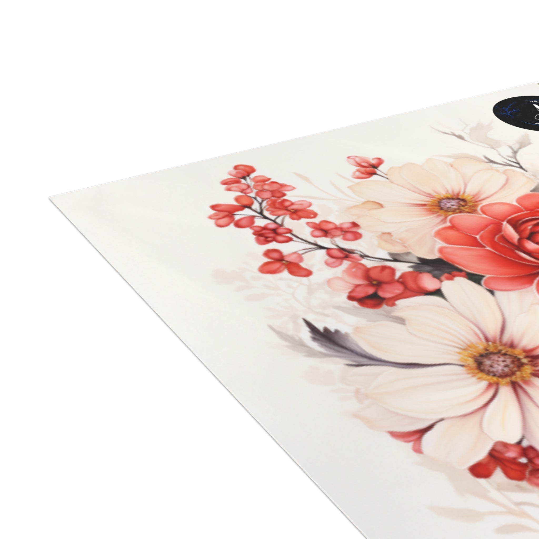 Artistic double-sided Christmas cards by Artificial Artist, featuring vibrant designs on 270gsm coated paper.