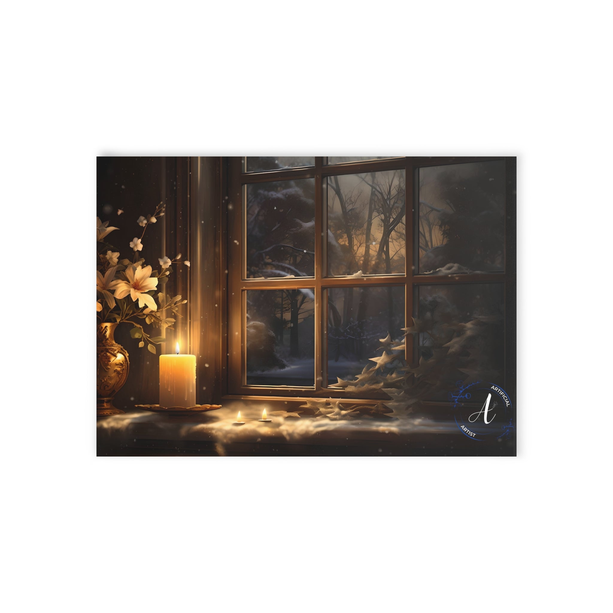 Two-sided matte premium Christmas holiday card by Artificial Artist, 6.9x4.9 inches, 300gsm paper