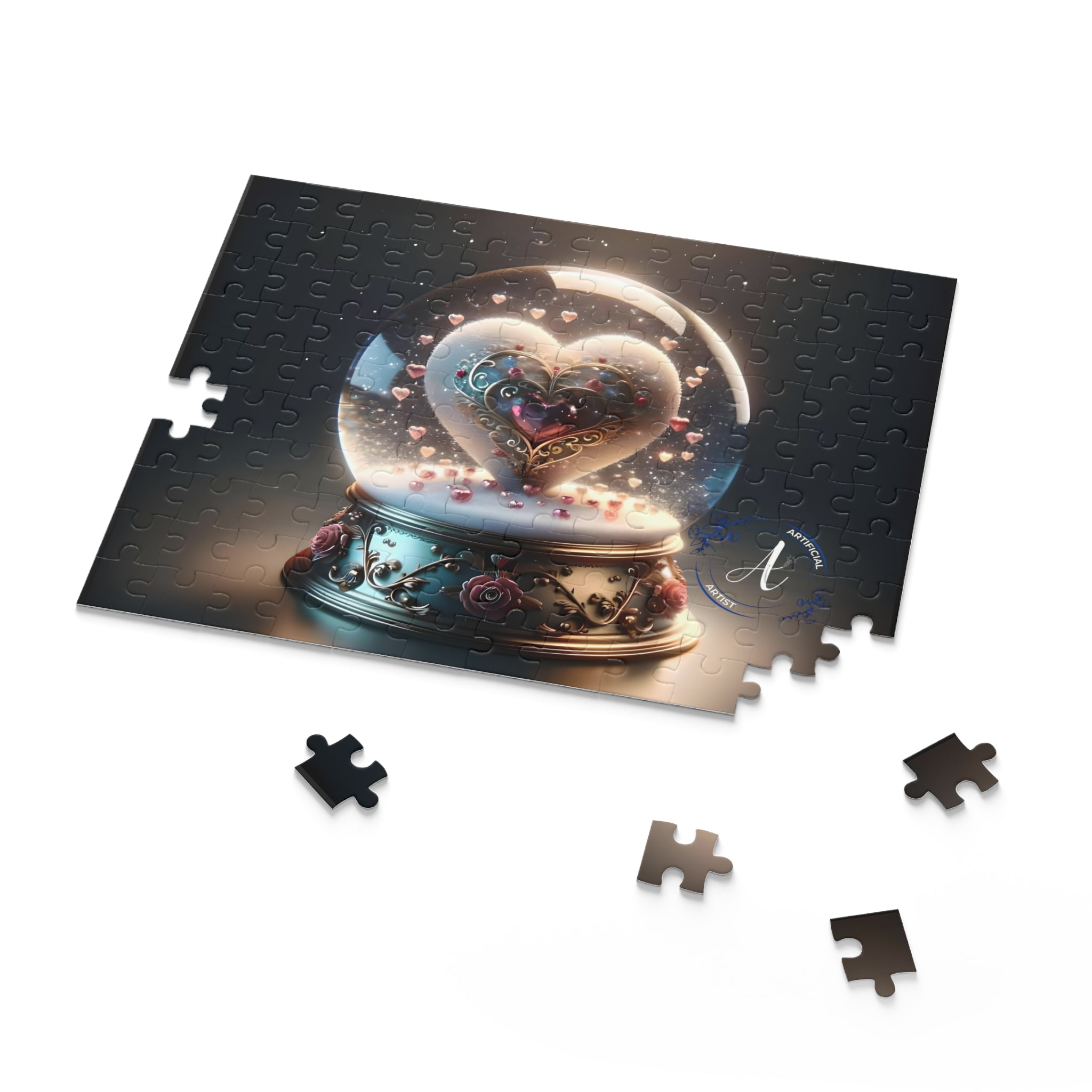 Heartfelt Horizons jigsaw puzzle by Artificial Artist, high-quality chipboard, available in 120, 252, and 500 pieces