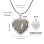 Polished stainless steel heart necklace with custom engraving, presented in gift box from Artificial Artist.