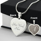 Custom engraved stainless steel heart necklace from Artificial Artist in a gift box