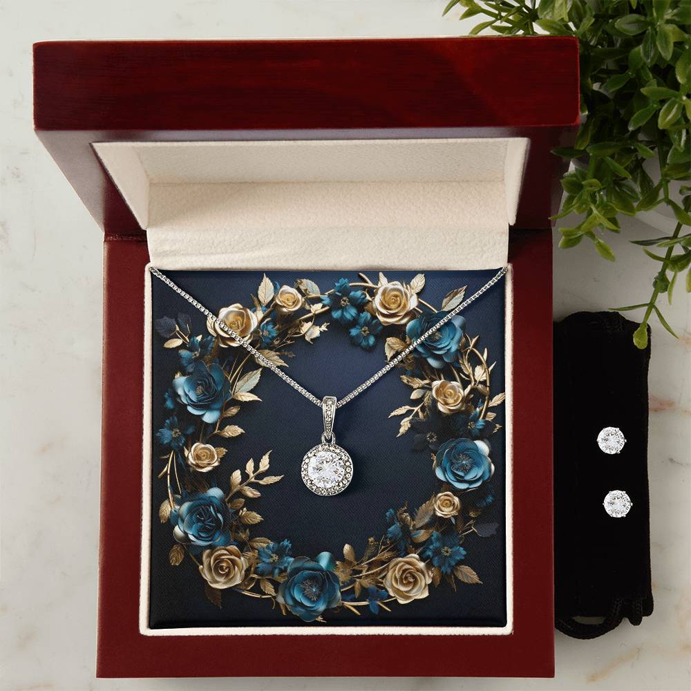 14k white gold necklace with adjustable chain and cubic zirconia earrings by Artificial Artist