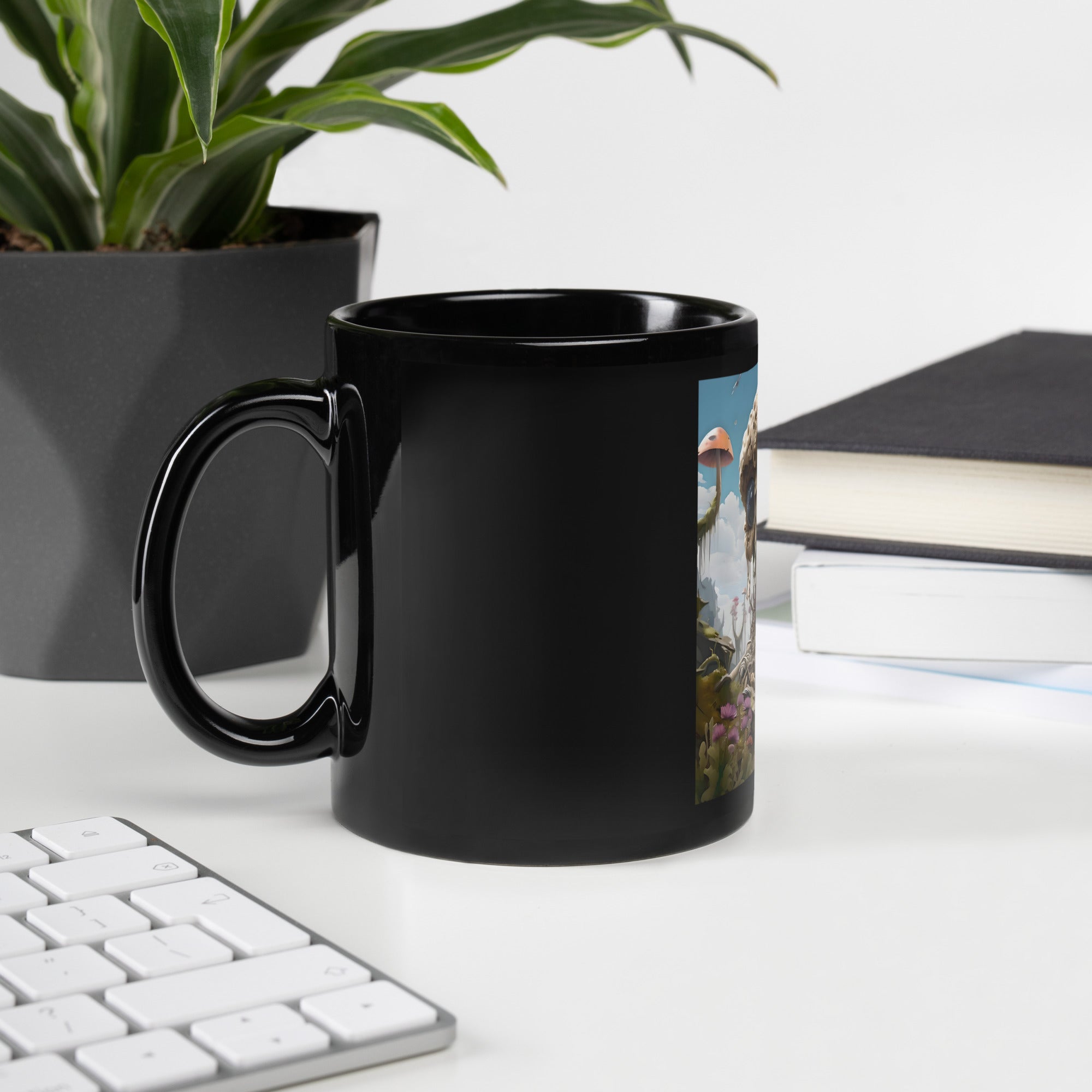 Black glossy ceramic mug available in 11oz and 15oz by Artificial Artist