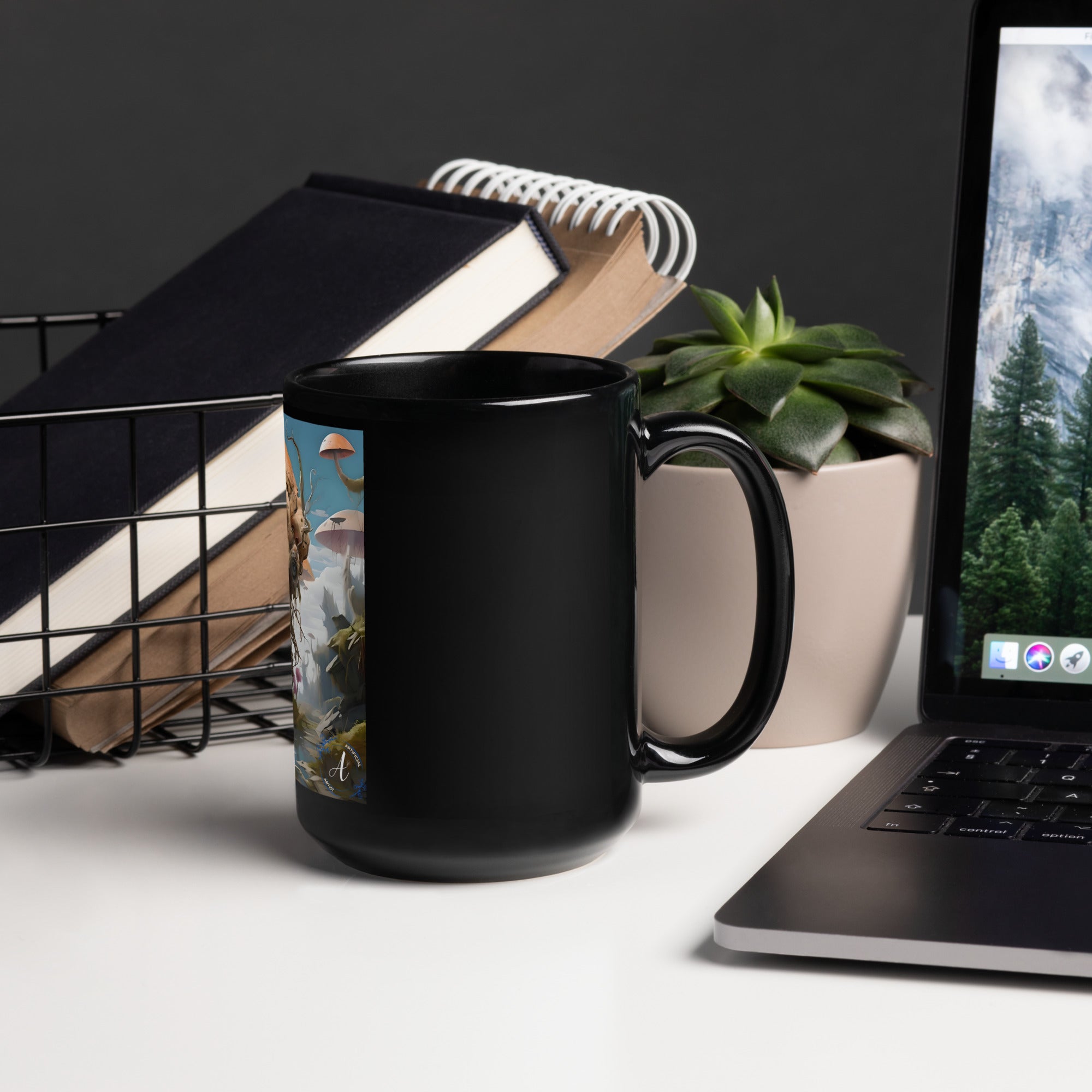 Black Glossy Ceramic Mug - 11oz & 15oz Coffee Tea Cup