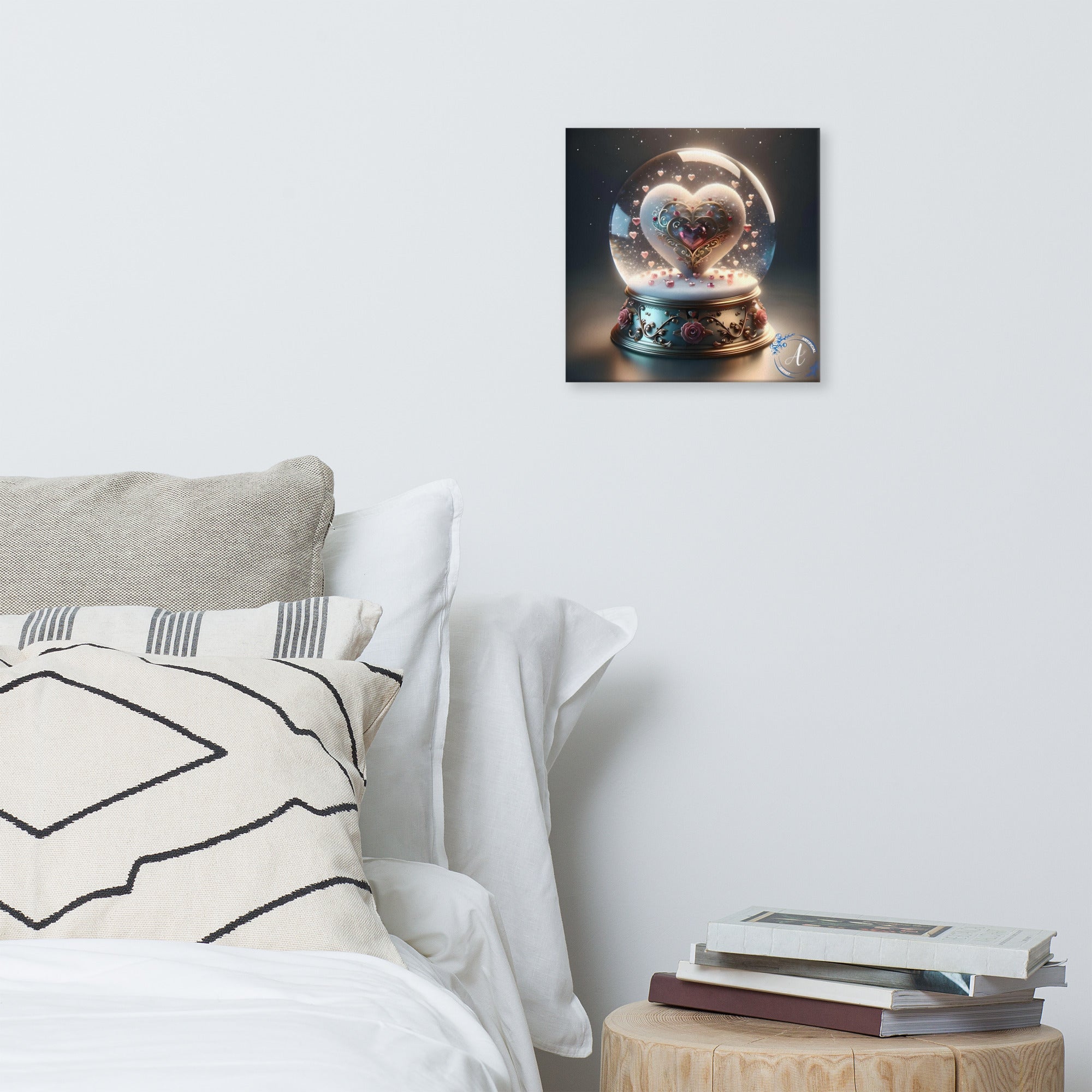 Heartfelt Horizons Canvas Art - Hand-Stretched Globe Heart Design