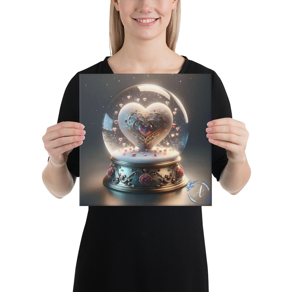 Heartfelt Horizons Canvas Art - Hand-Stretched Globe Heart Design