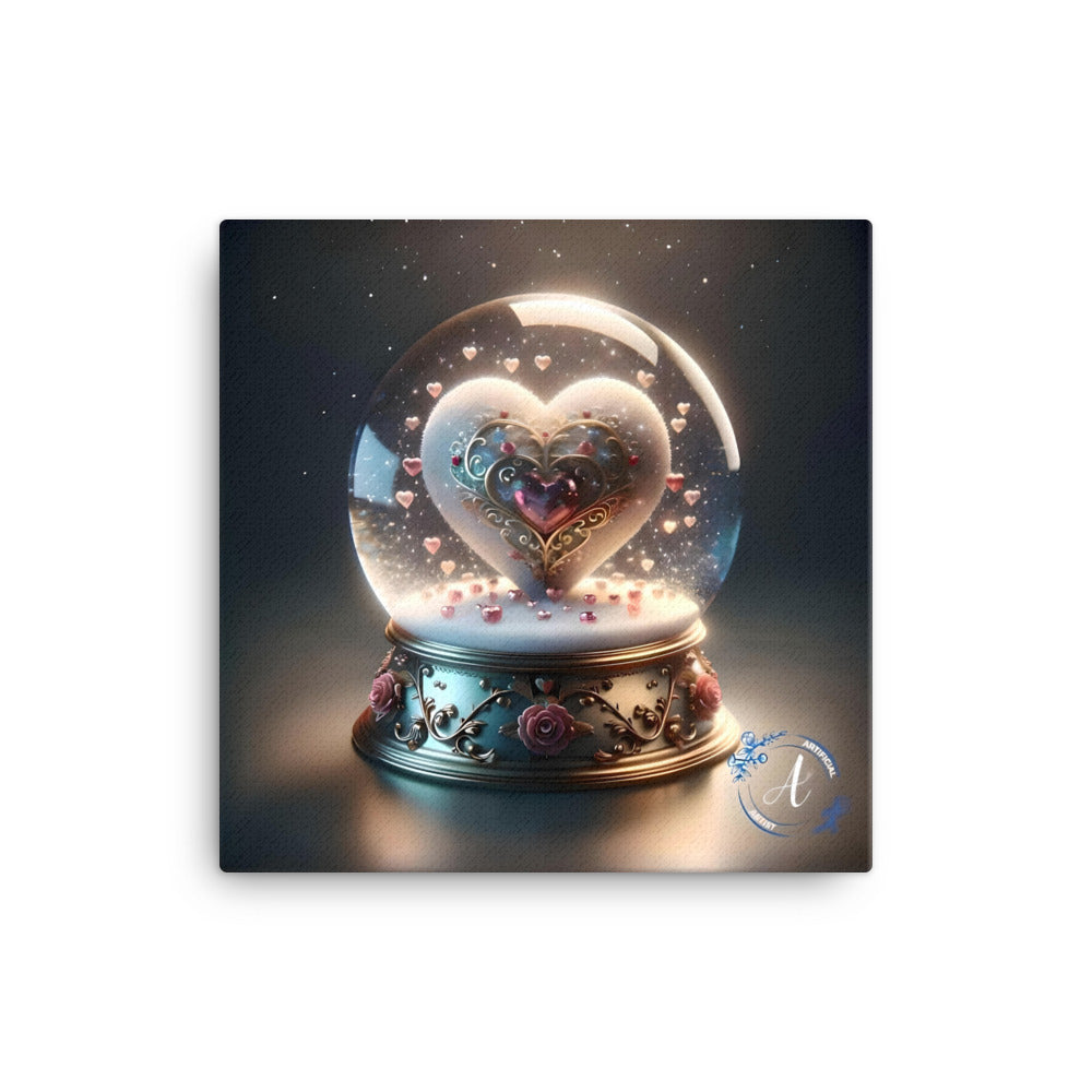 Heartfelt Horizons Canvas Art - Hand-Stretched Globe Heart Design