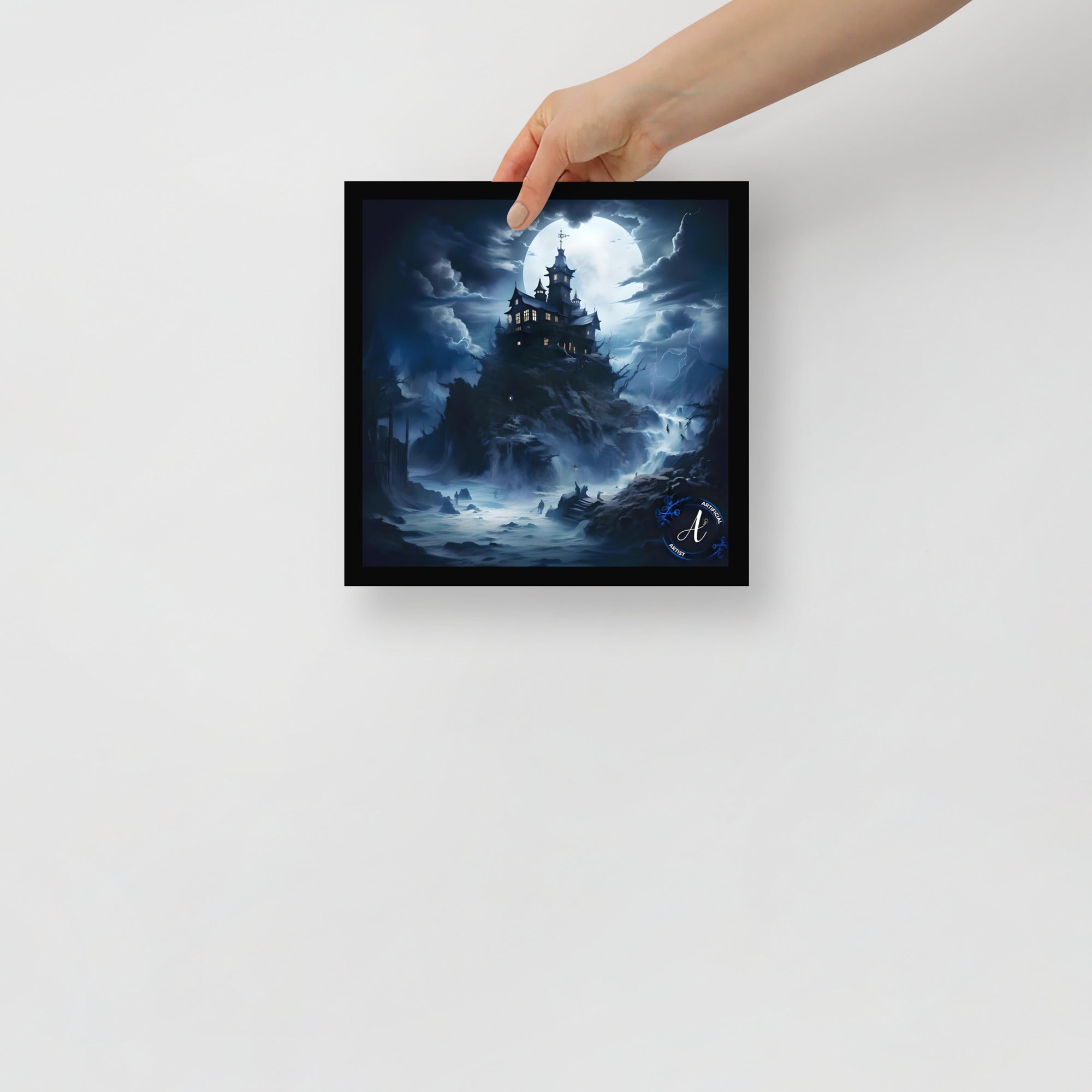 Misty Mansion Halloween poster on museum quality matte paper, featuring dark aesthetic and creepy mansion art.