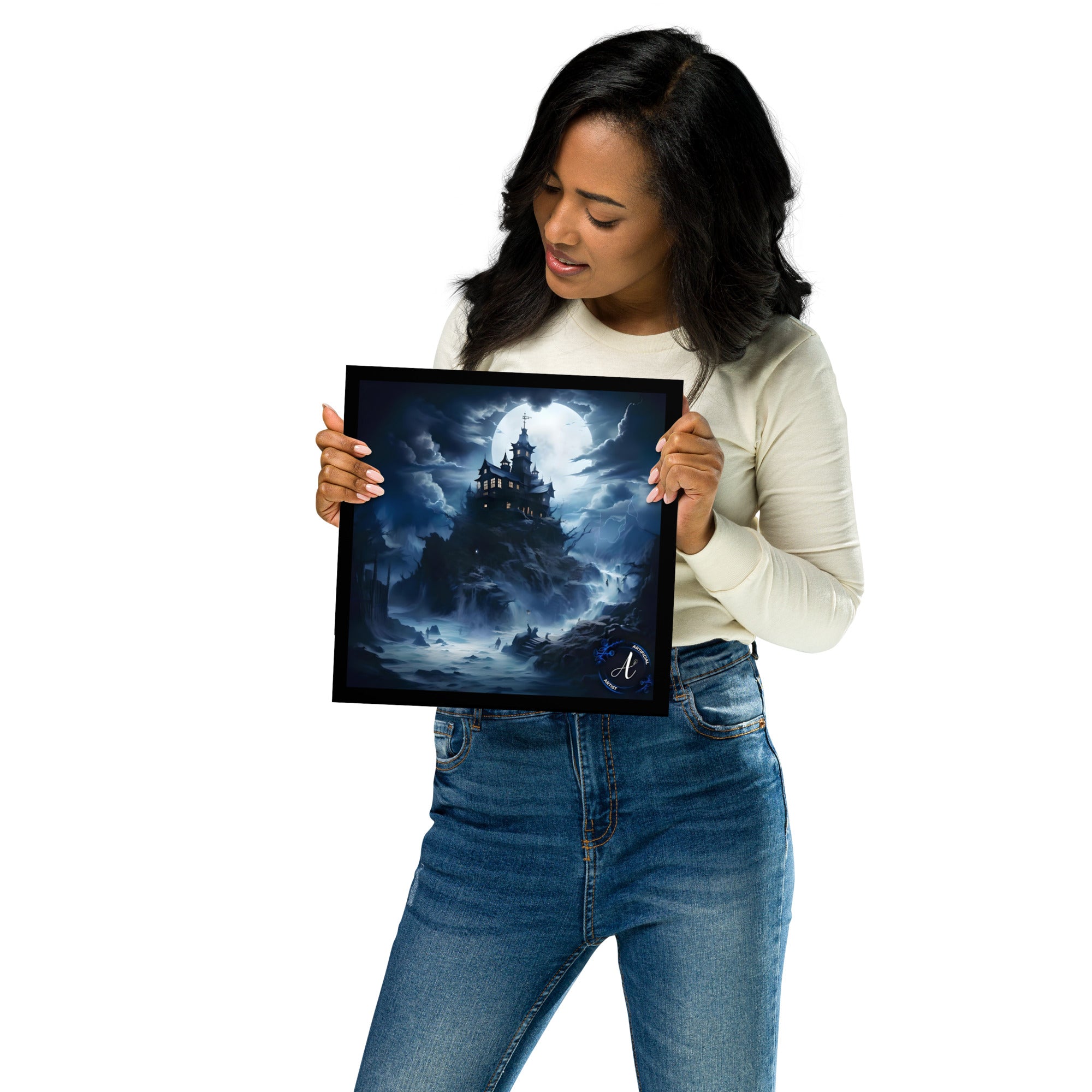 Misty Mansion Halloween poster on museum quality matte paper, featuring dark aesthetic and creepy mansion art.