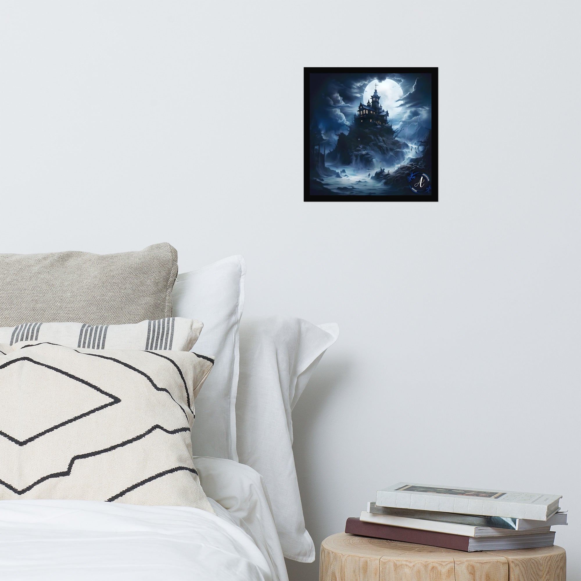 Misty Mansion Halloween Poster - Museum Quality Matte Paper