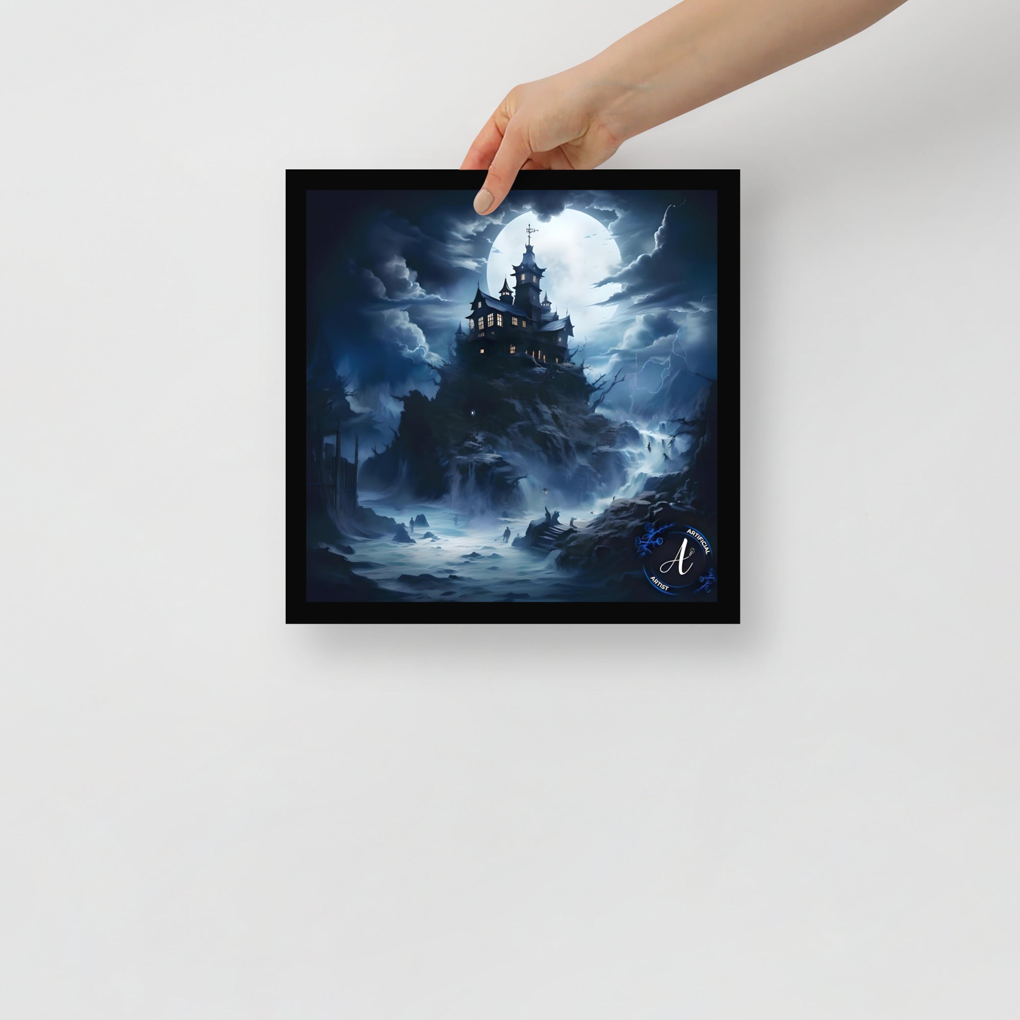 Misty Mansion Halloween Poster - Museum Quality Matte Paper