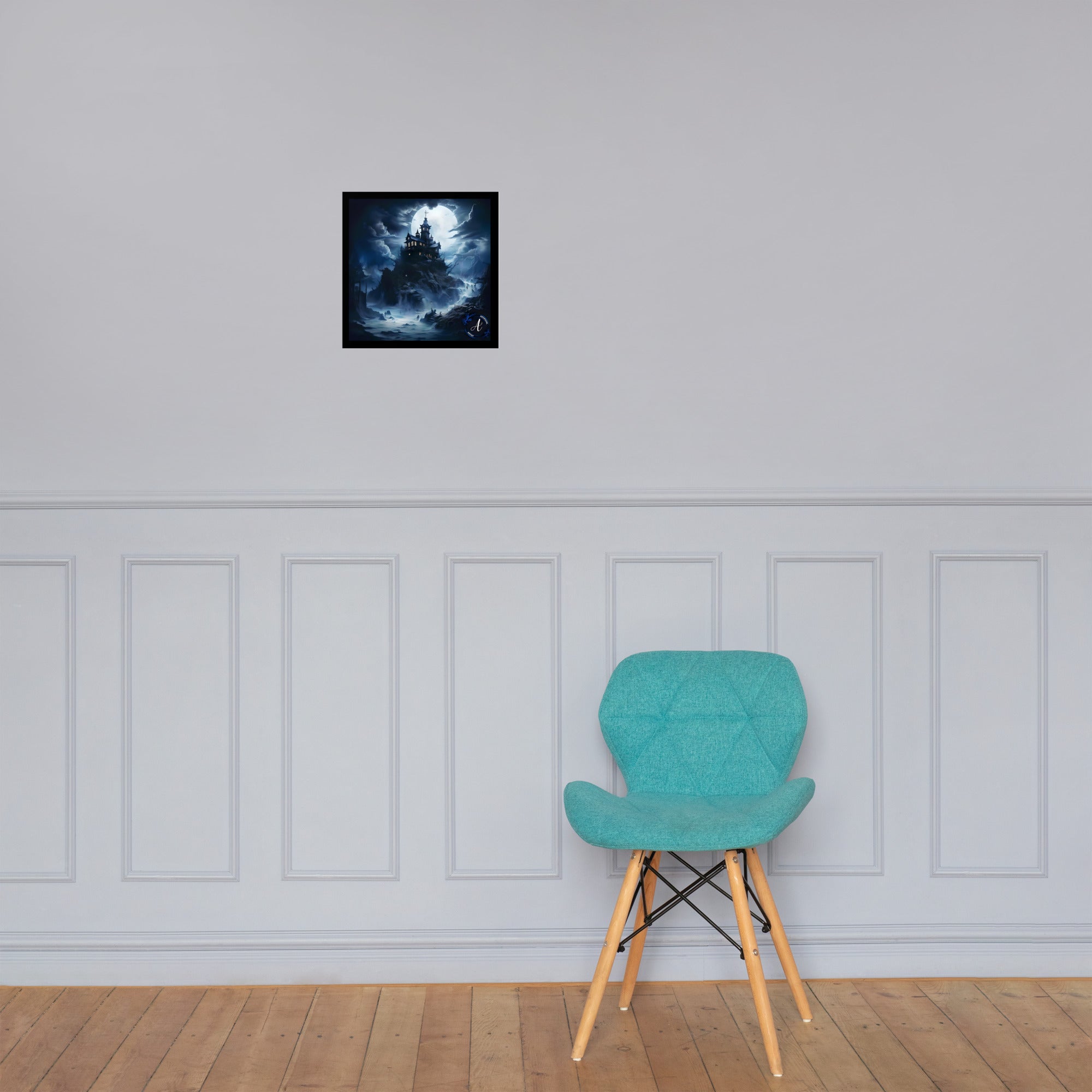 Misty Mansion Halloween Poster - Museum Quality Matte Paper