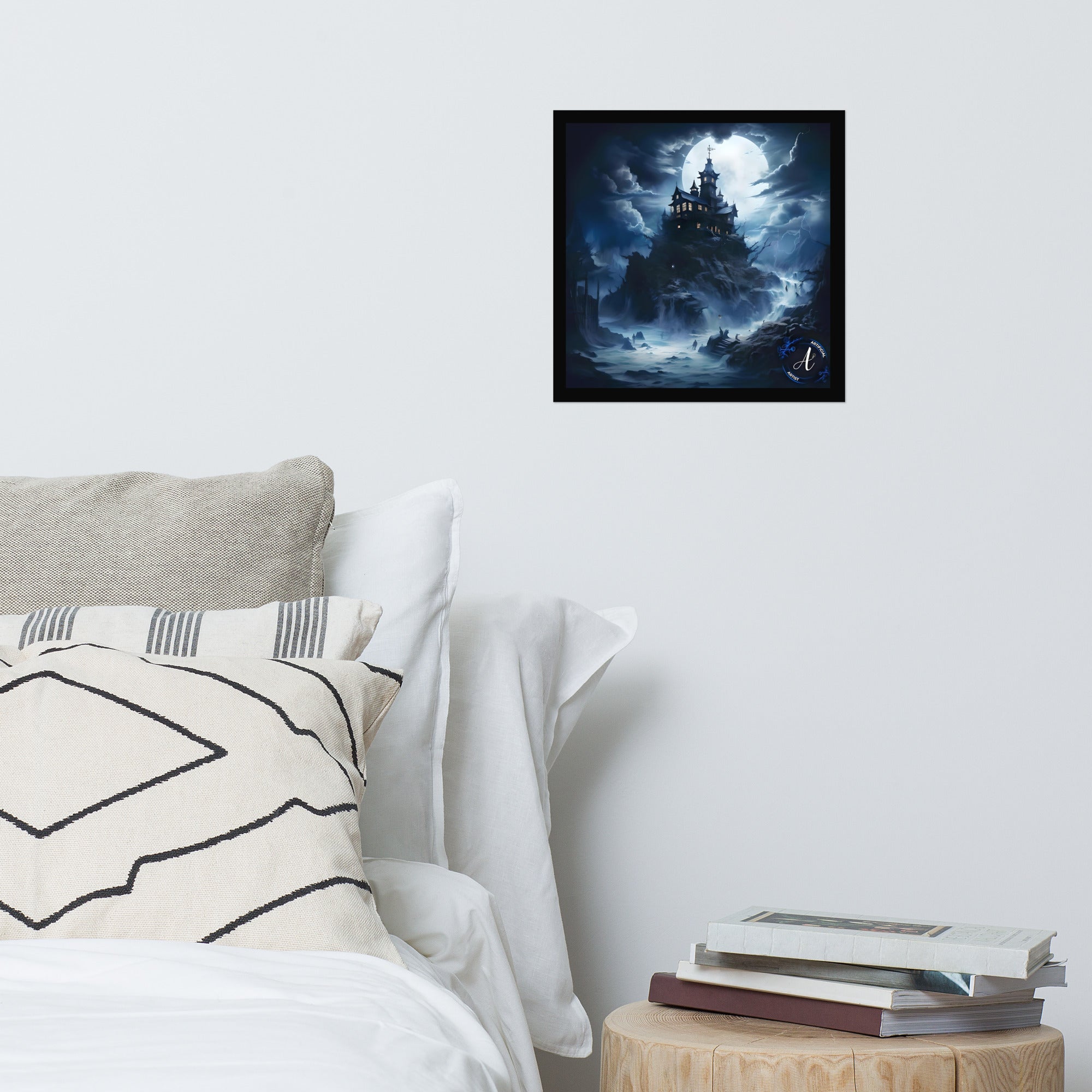 Misty Mansion Halloween Poster - Museum Quality Matte Paper