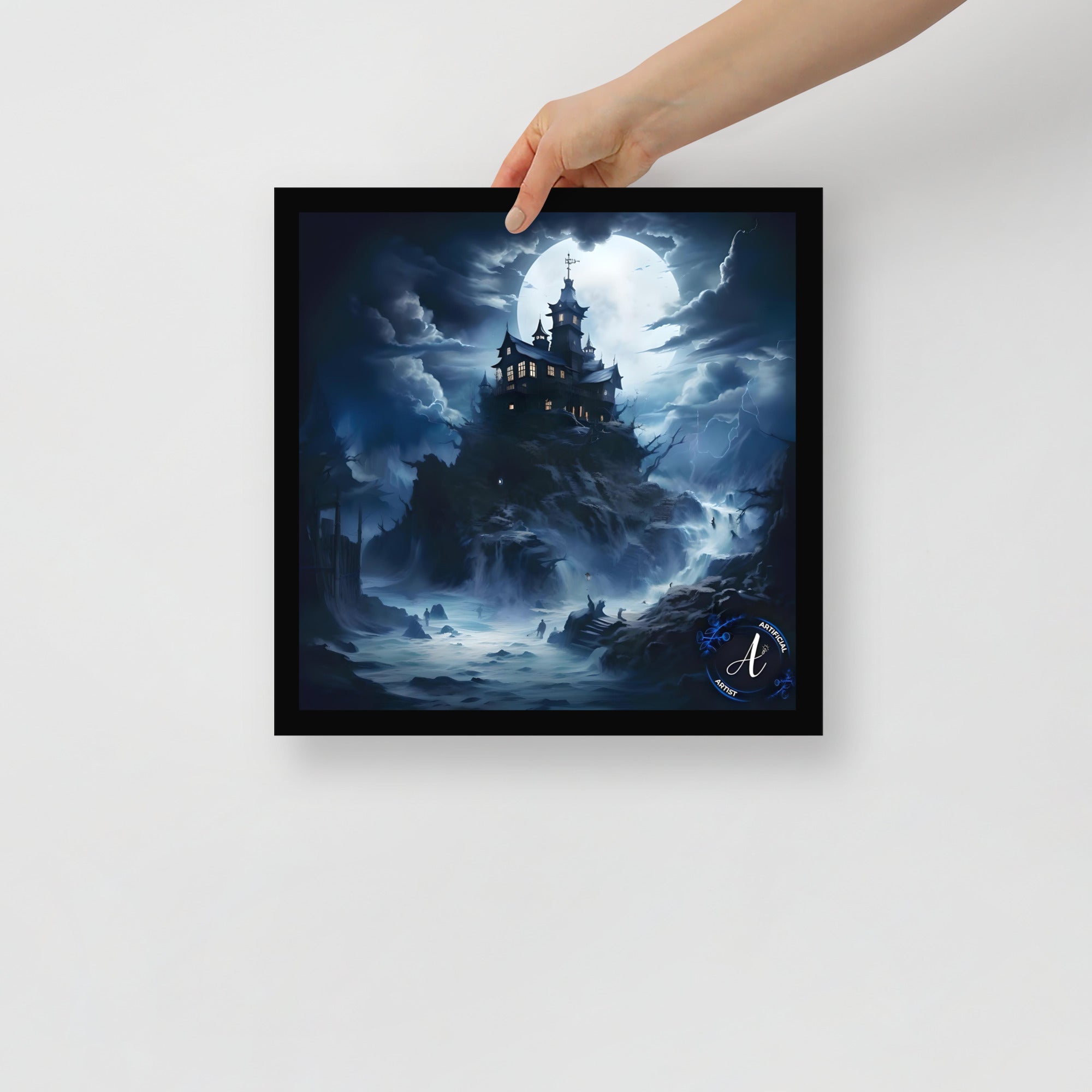 Misty Mansion Halloween Poster - Museum Quality Matte Paper