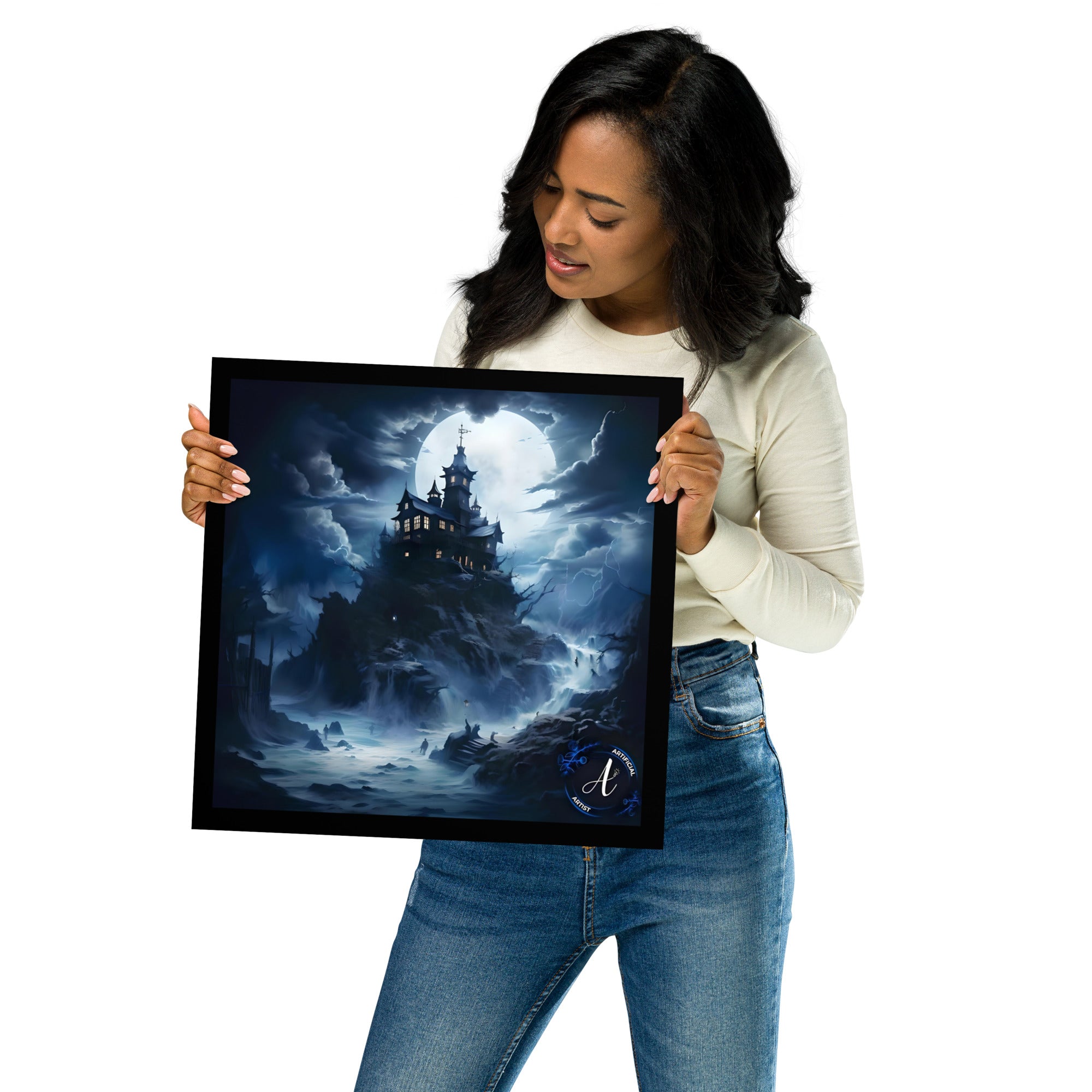 Misty Mansion Halloween Poster - Museum Quality Matte Paper