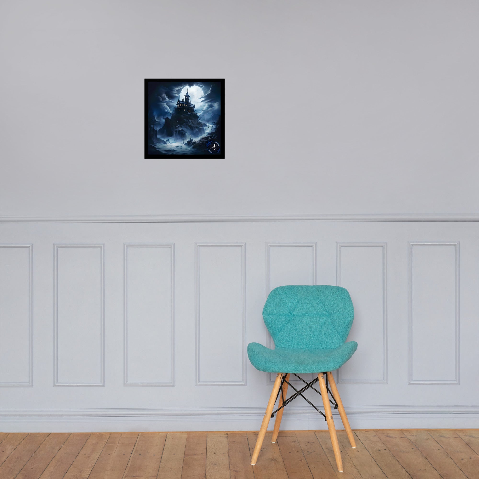 Misty Mansion Halloween Poster - Museum Quality Matte Paper