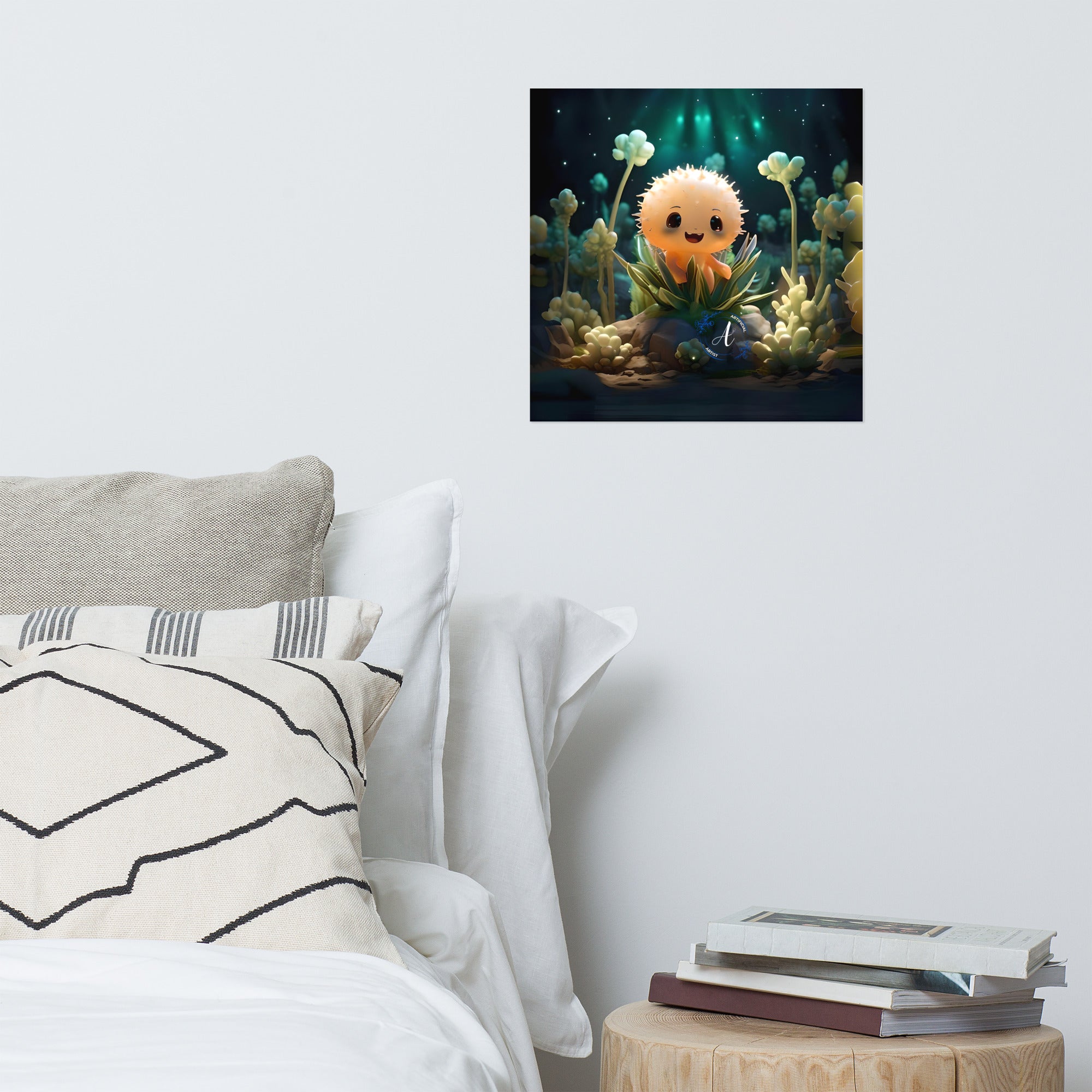 Starry cactus botanical art print on thick matte paper, available in multiple sizes by Artificial Artist