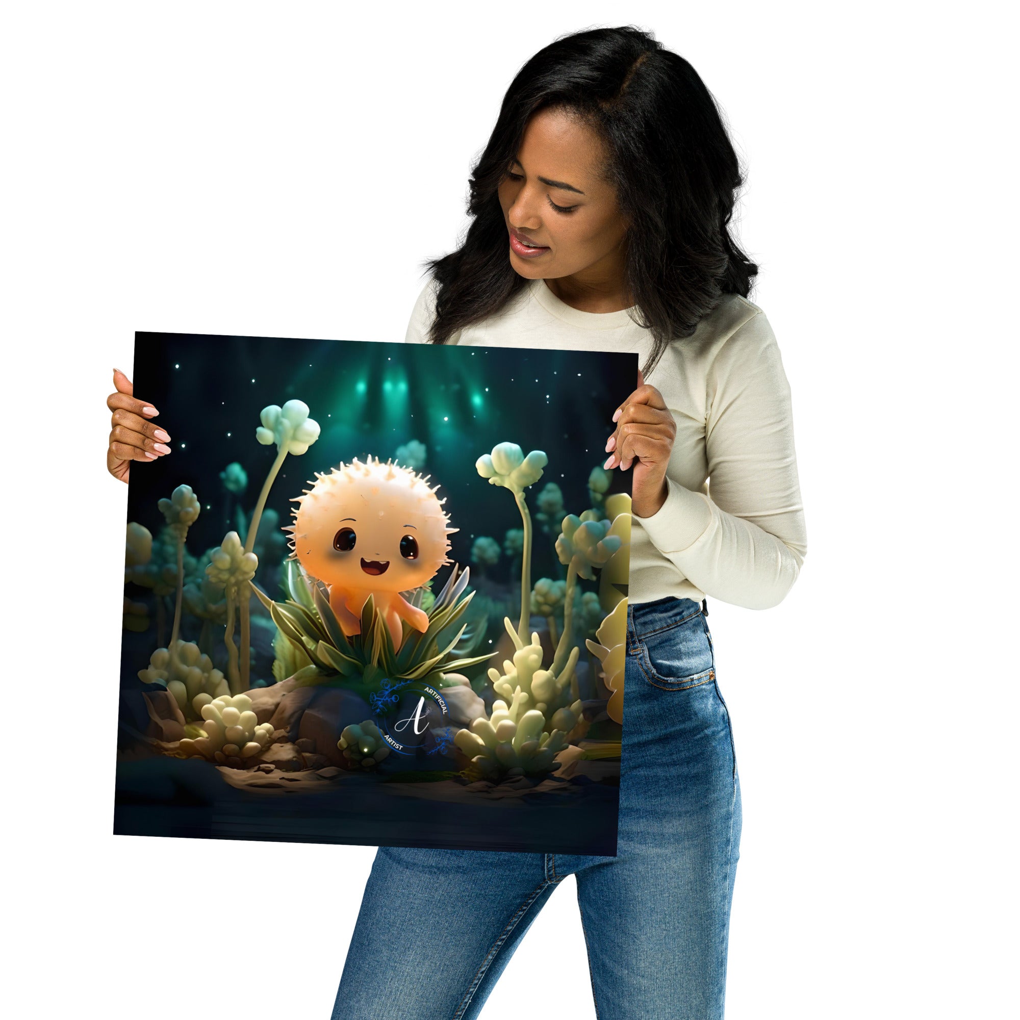 Starry cactus botanical poster on thick matte paper, available in three sizes, by Artificial Artist