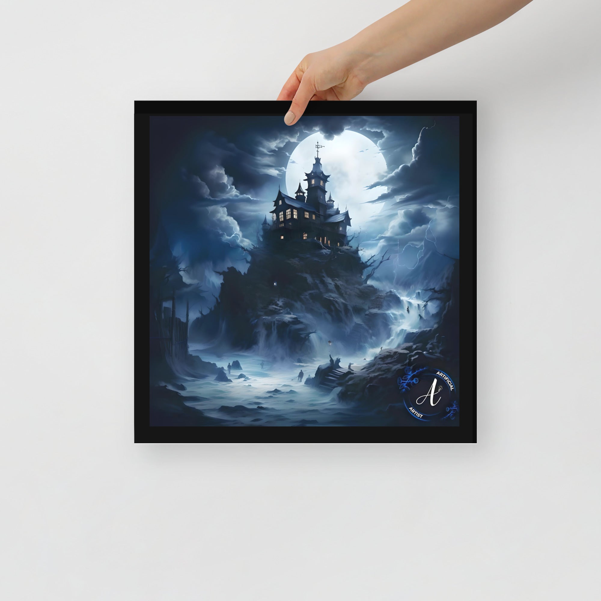 Misty Mansion Halloween Poster - Museum Quality Matte Paper