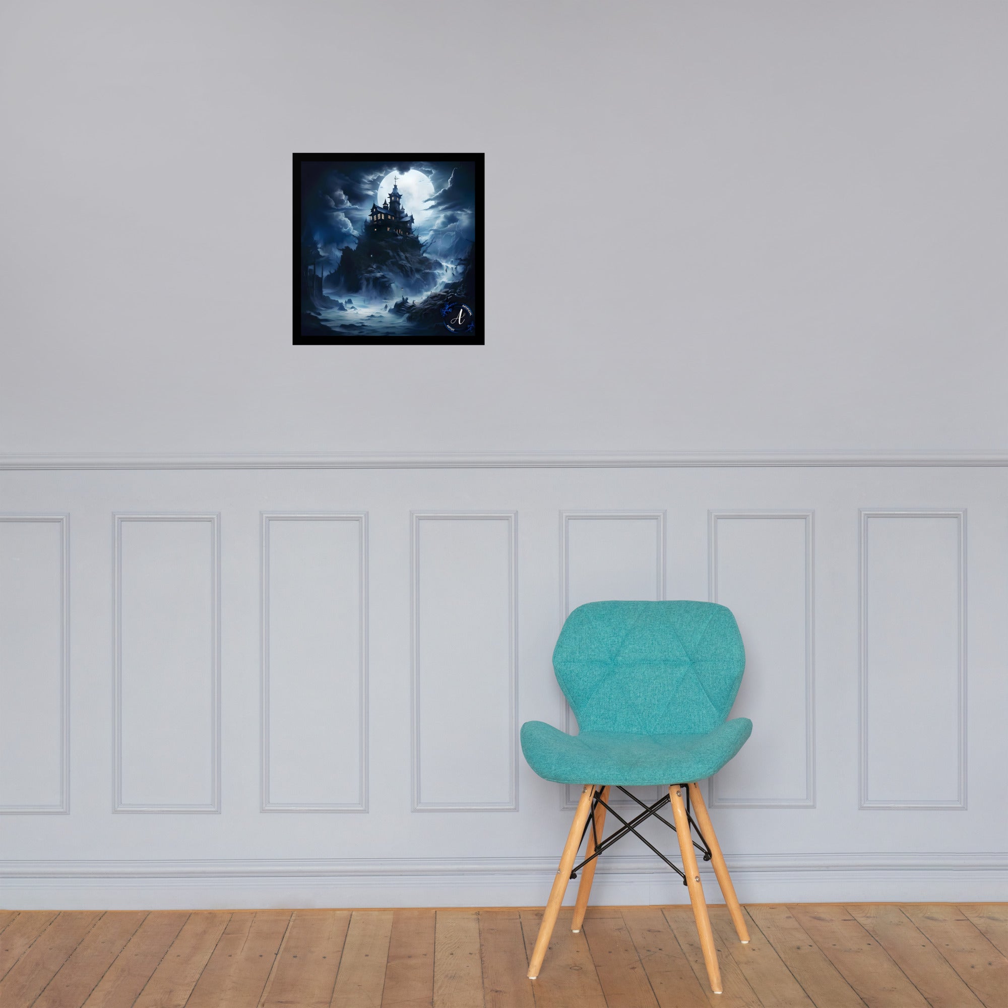 Misty Mansion Halloween Poster - Museum Quality Matte Paper