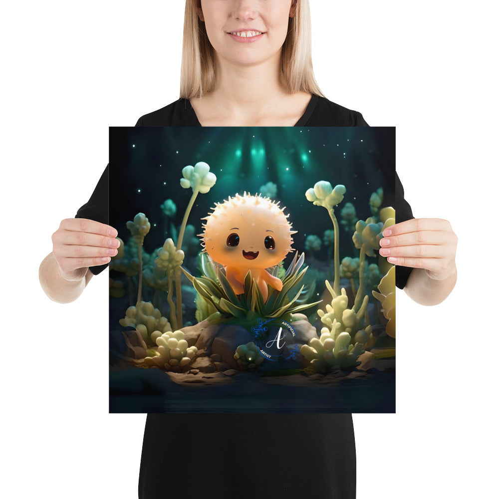 Starry cactus artwork poster by Artificial Artist on thick matte paper, available in various sizes