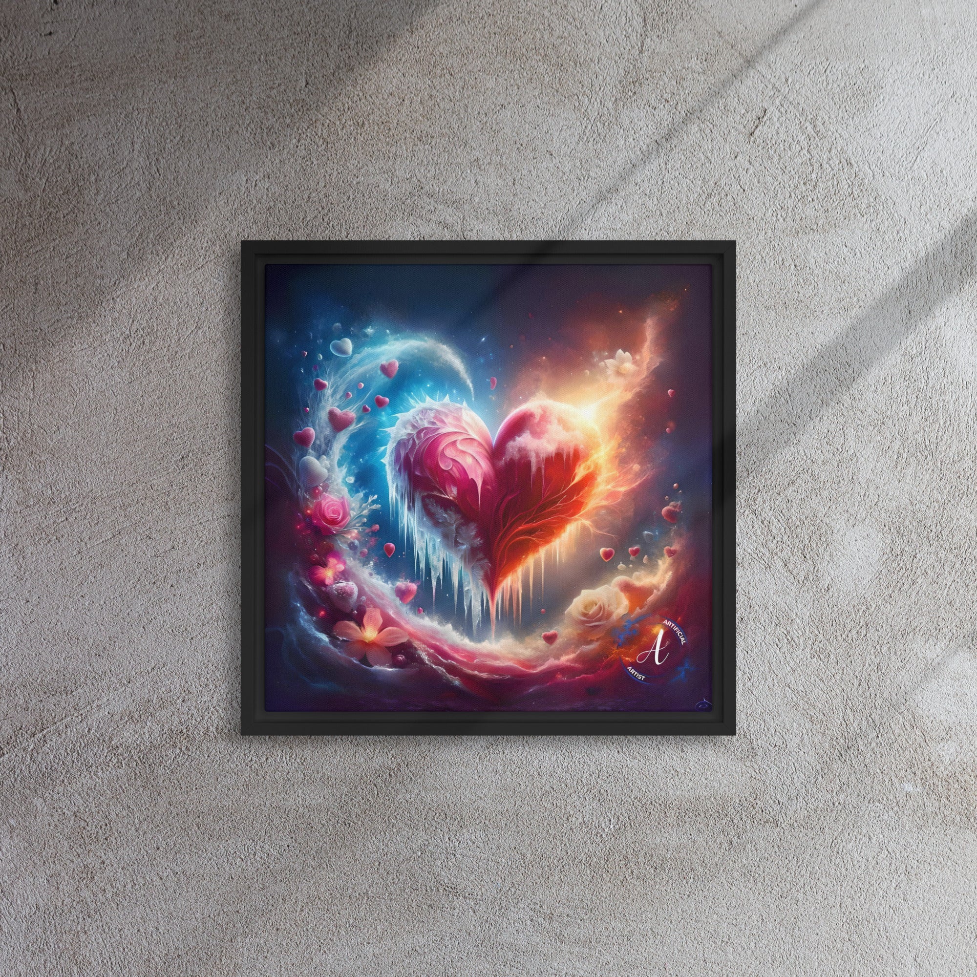 Heart's Revival canvas wall art by Artificial Artist, 16"x16", vibrant colors, fade-resistant, ready to hang