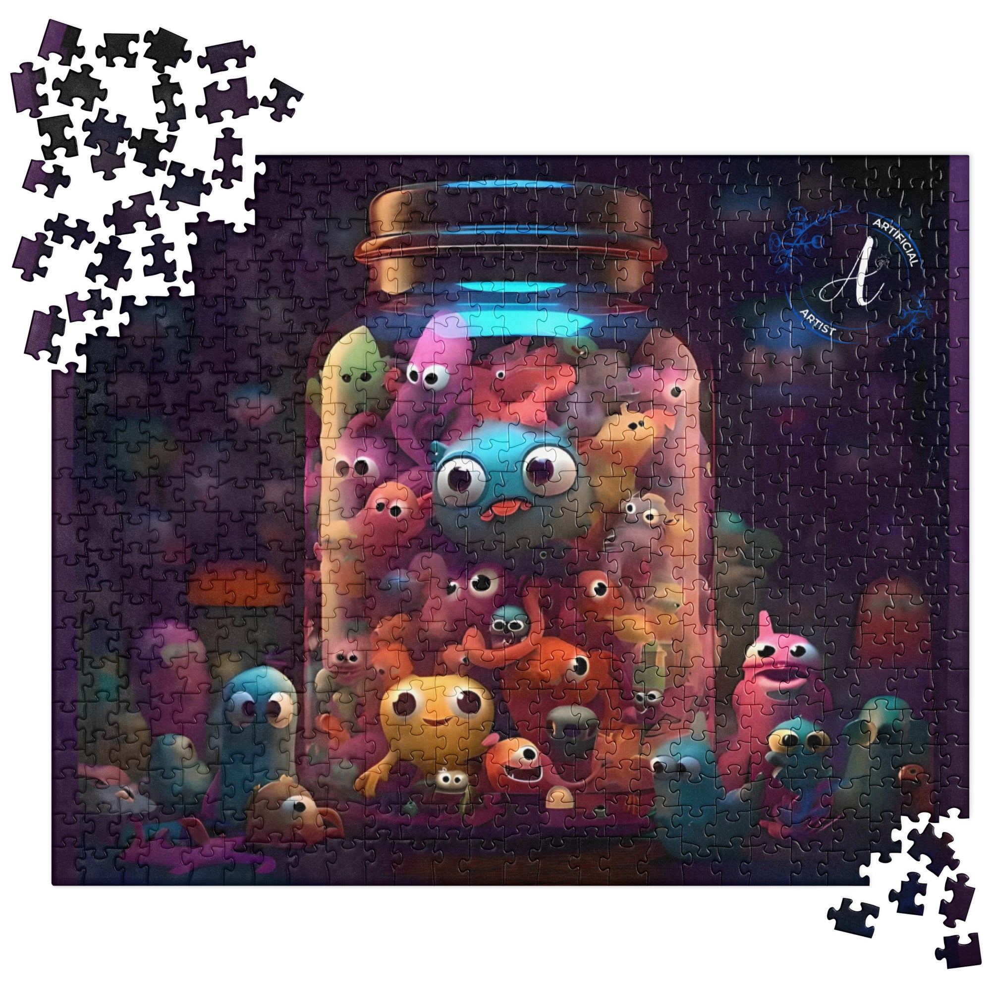 Colorful Friends-themed jigsaw puzzle by Artificial Artist, available in 252 and 520 pieces.
