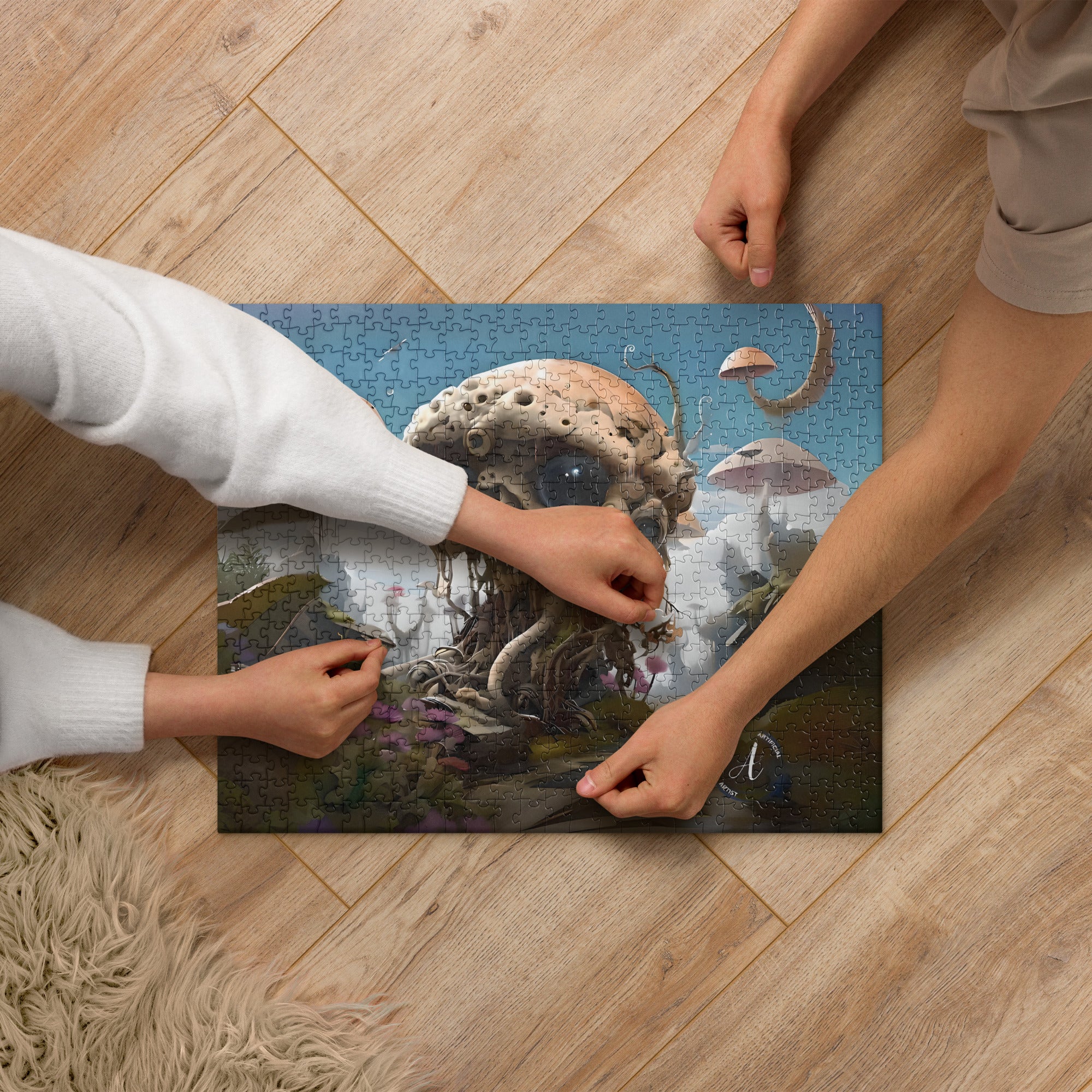 Vibrant alien model jigsaw puzzle by Artificial Artist, available in 252 and 520 pieces, featuring colorful HD artwork