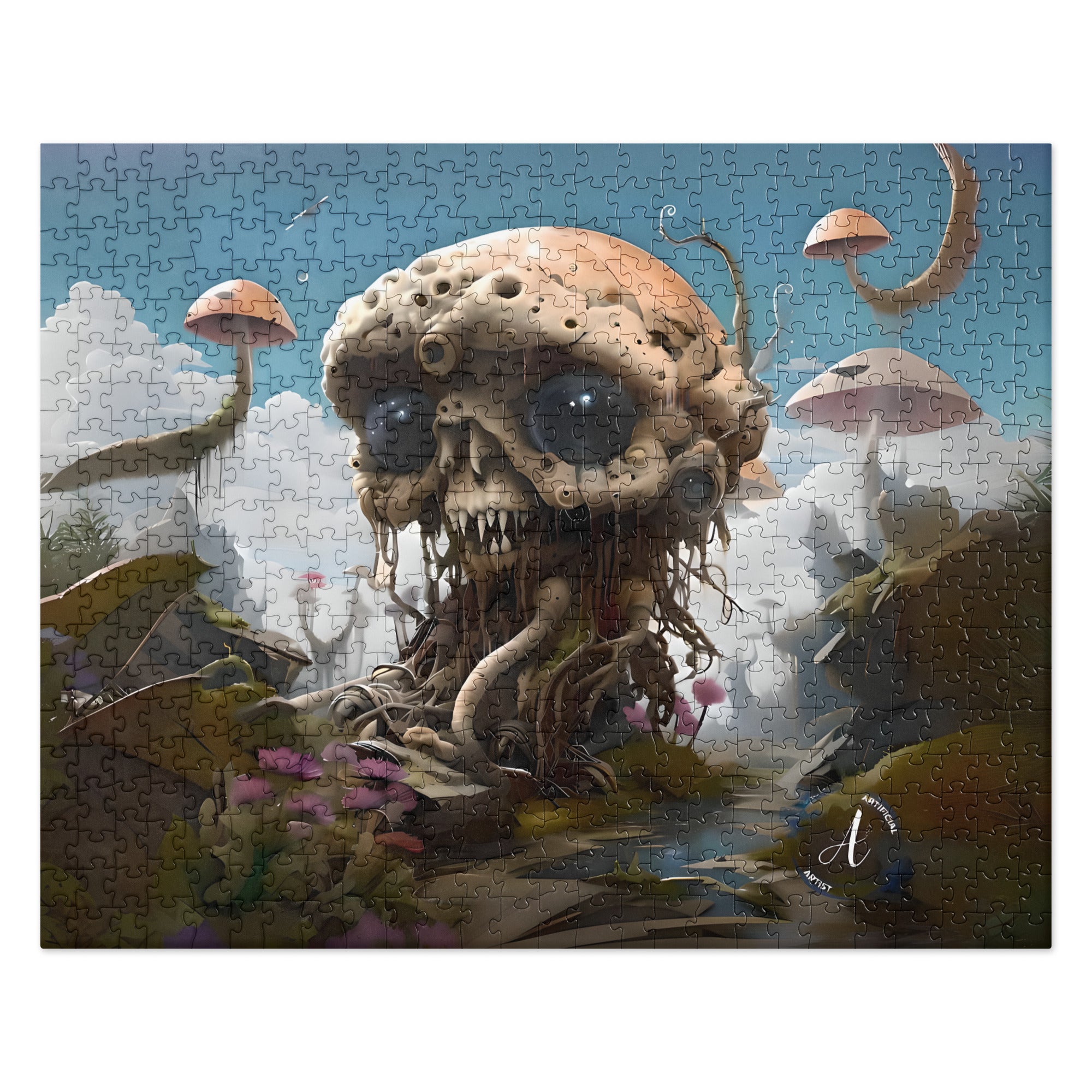 Alien model jigsaw puzzle featuring vibrant HD art, available in 252 or 520 pieces by Artificial Artist.