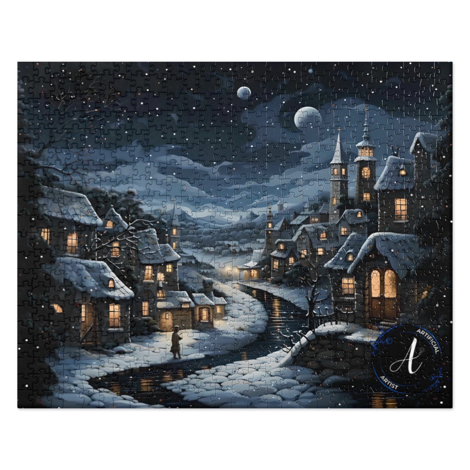 Premium Moonlit Town Jigsaw Puzzle 252 Pieces - Family Game