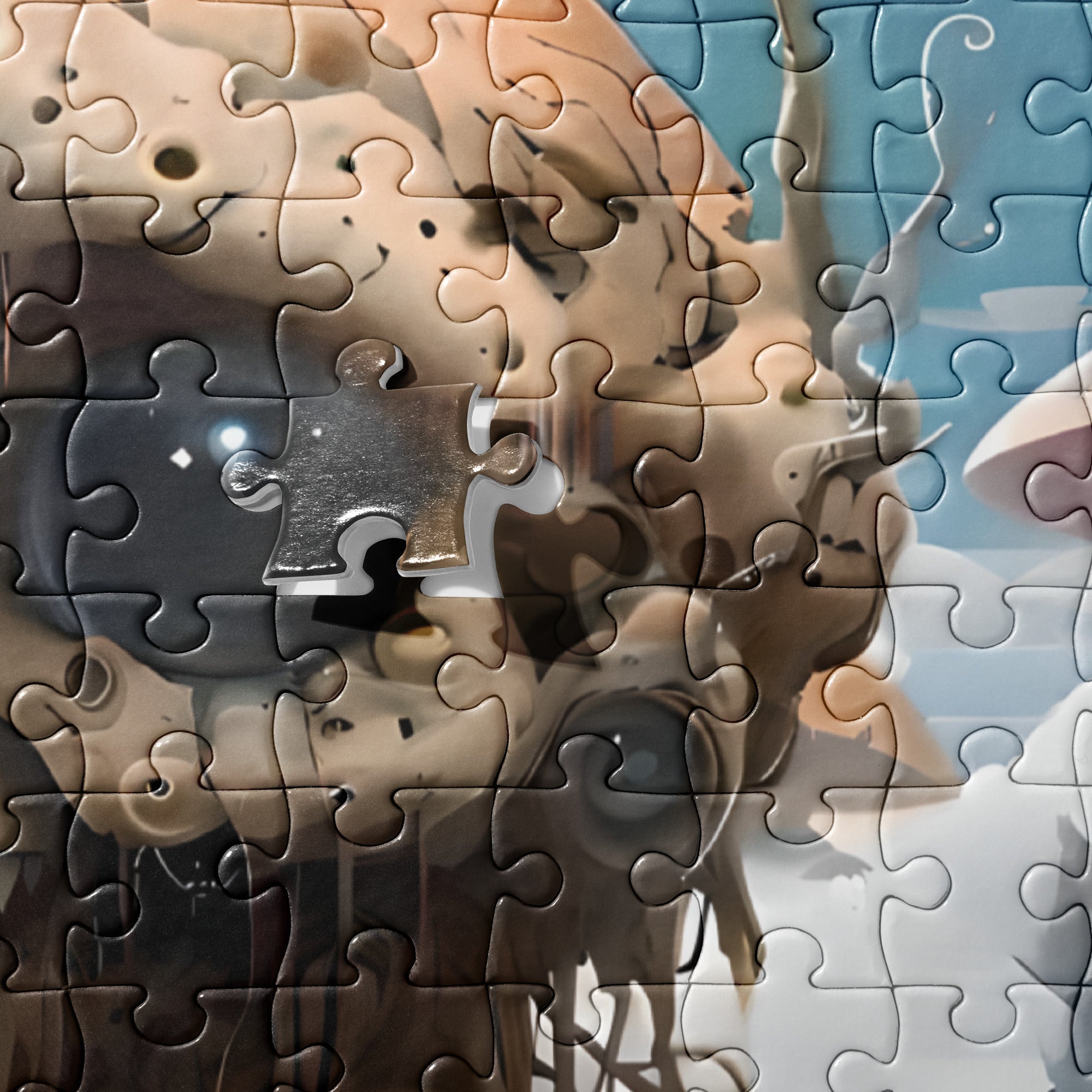 Vibrant alien model jigsaw puzzle by Artificial Artist, available in 252 and 520 pieces, featuring colorful HD art.