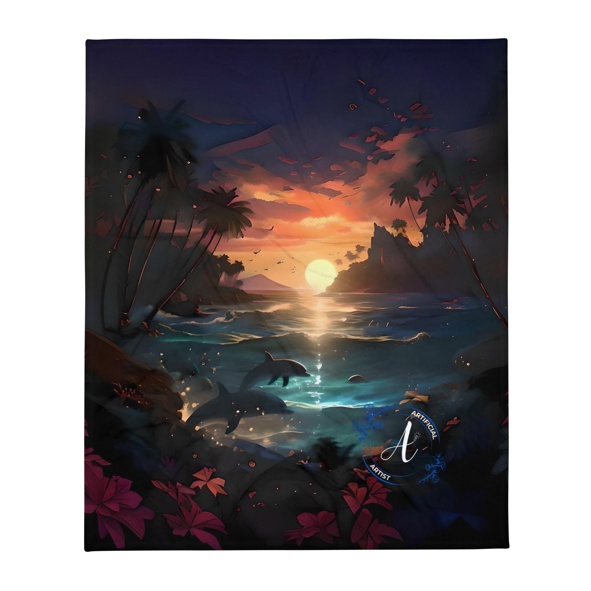 Throw Blanket - Sunset Dolphins