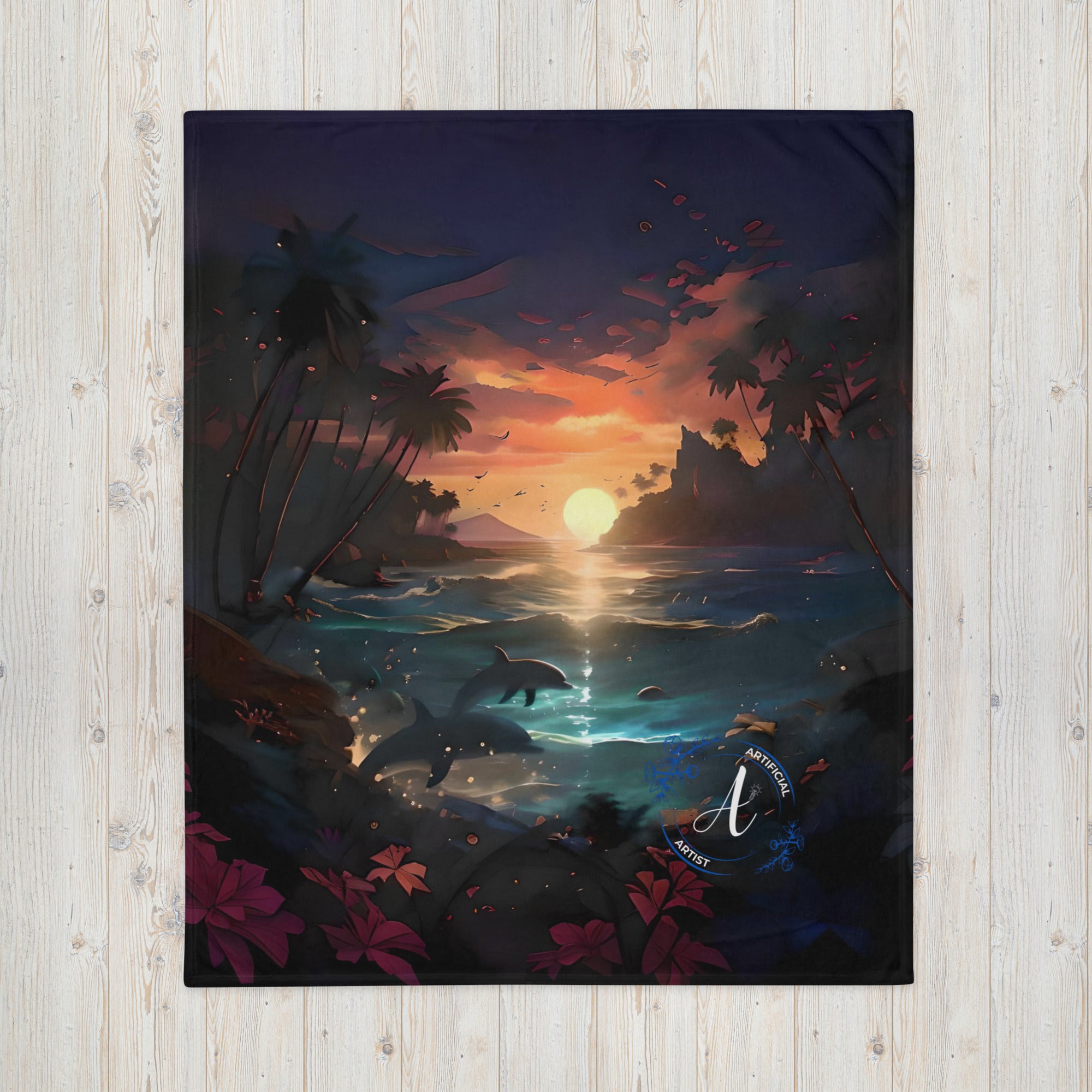 Throw Blanket - Sunset Dolphins