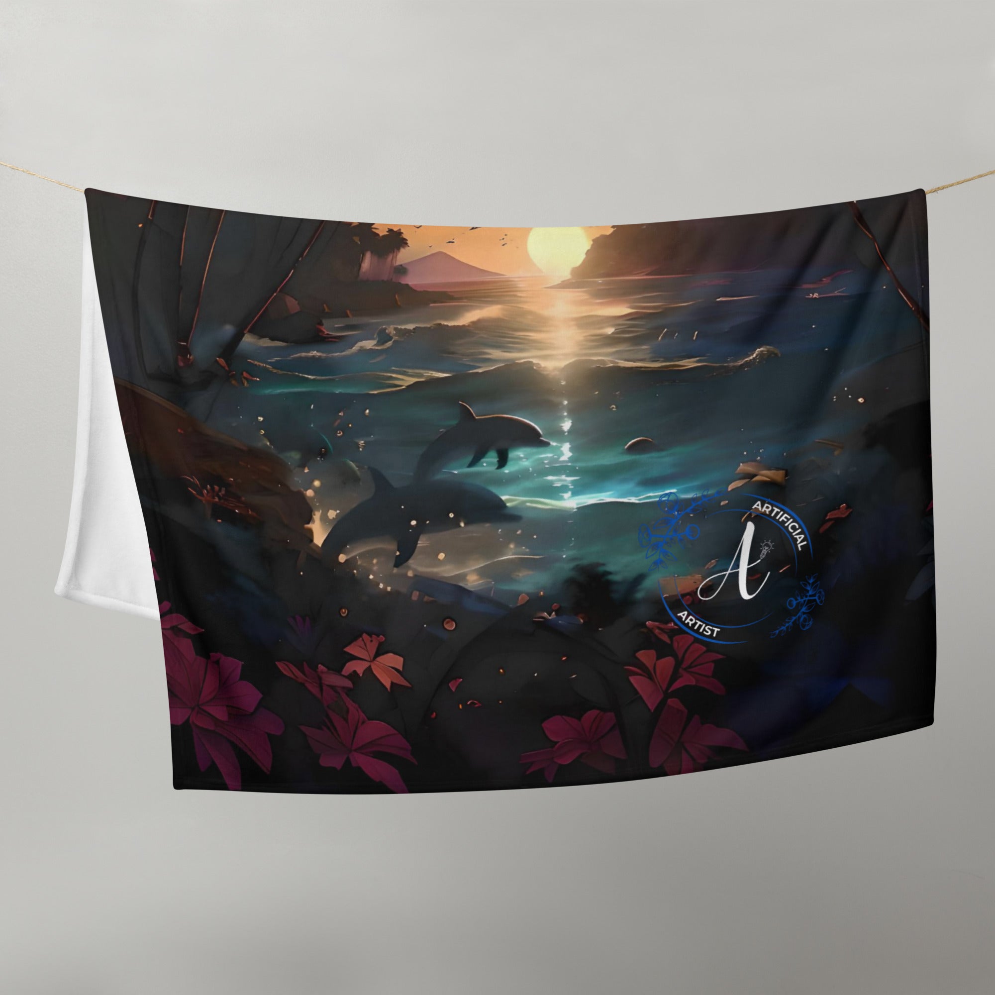 Throw Blanket - Sunset Dolphins