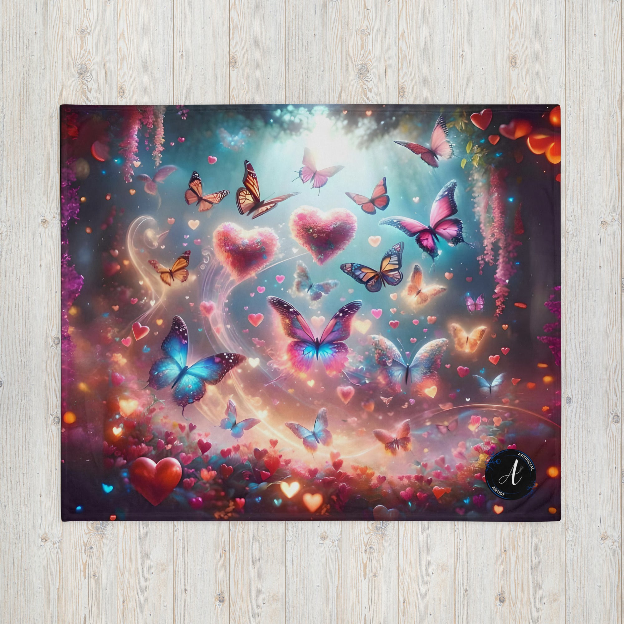 Butterfly Hearts Silk Touch Throw Blanket - Vibrant Print