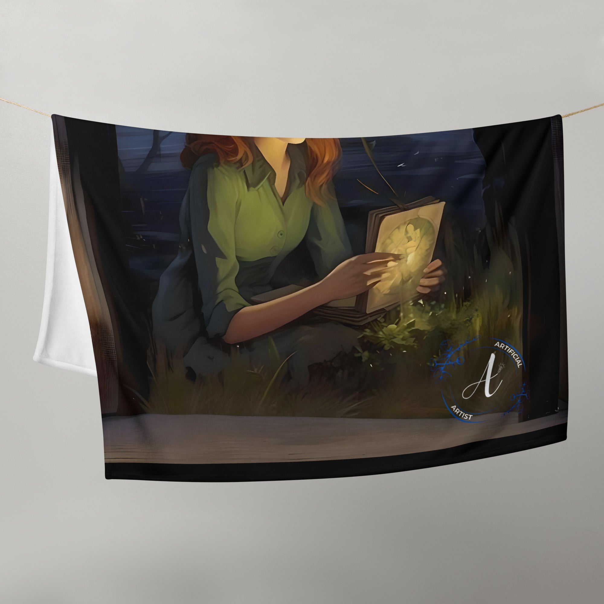 Soft polyester Alice in Wonderland throw blanket featuring vibrant fantasy colors, available in two sizes by Artificial Arti