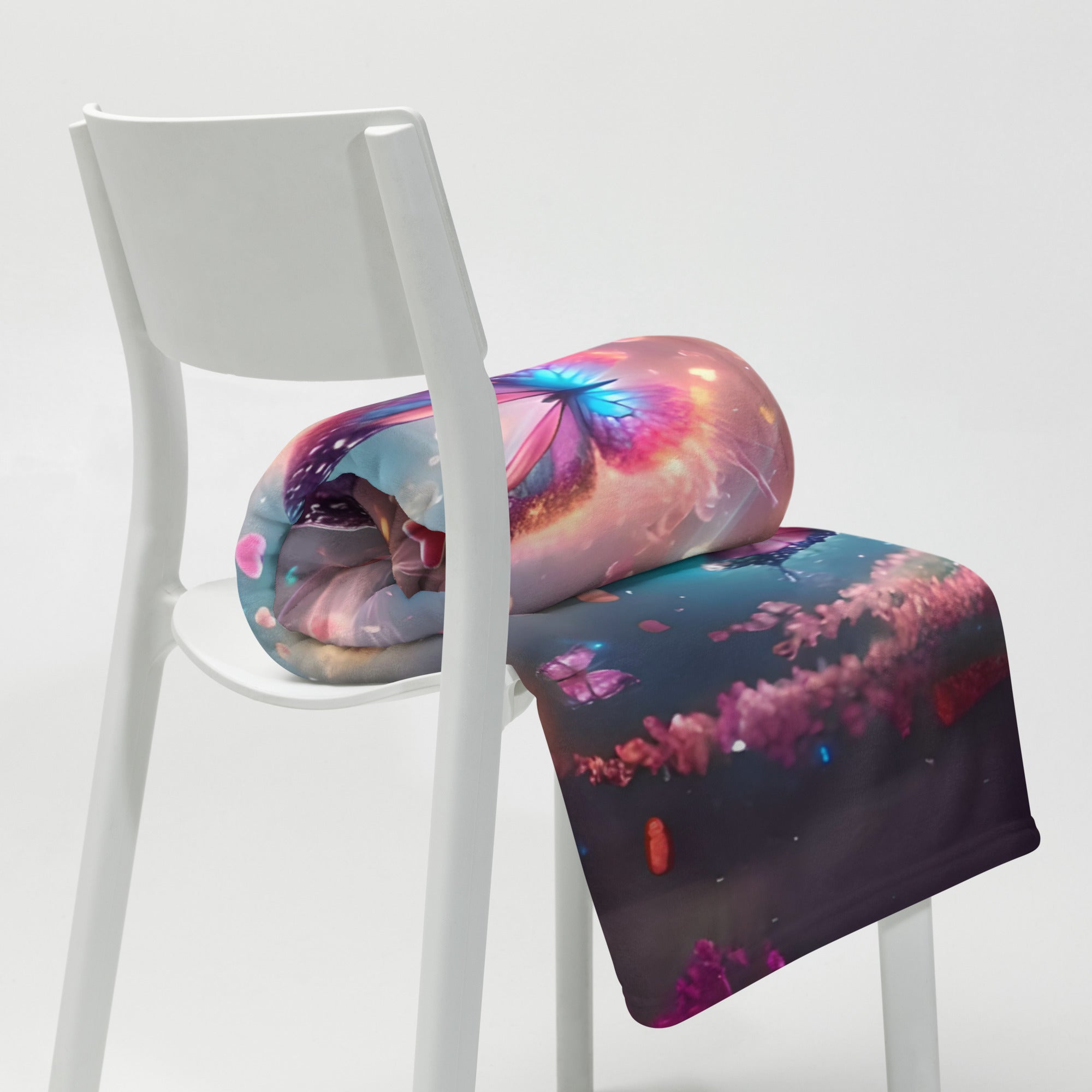 Vibrant butterfly print silk touch throw blanket by Artificial Artist, available in 50×60 and 60×80 sizes.