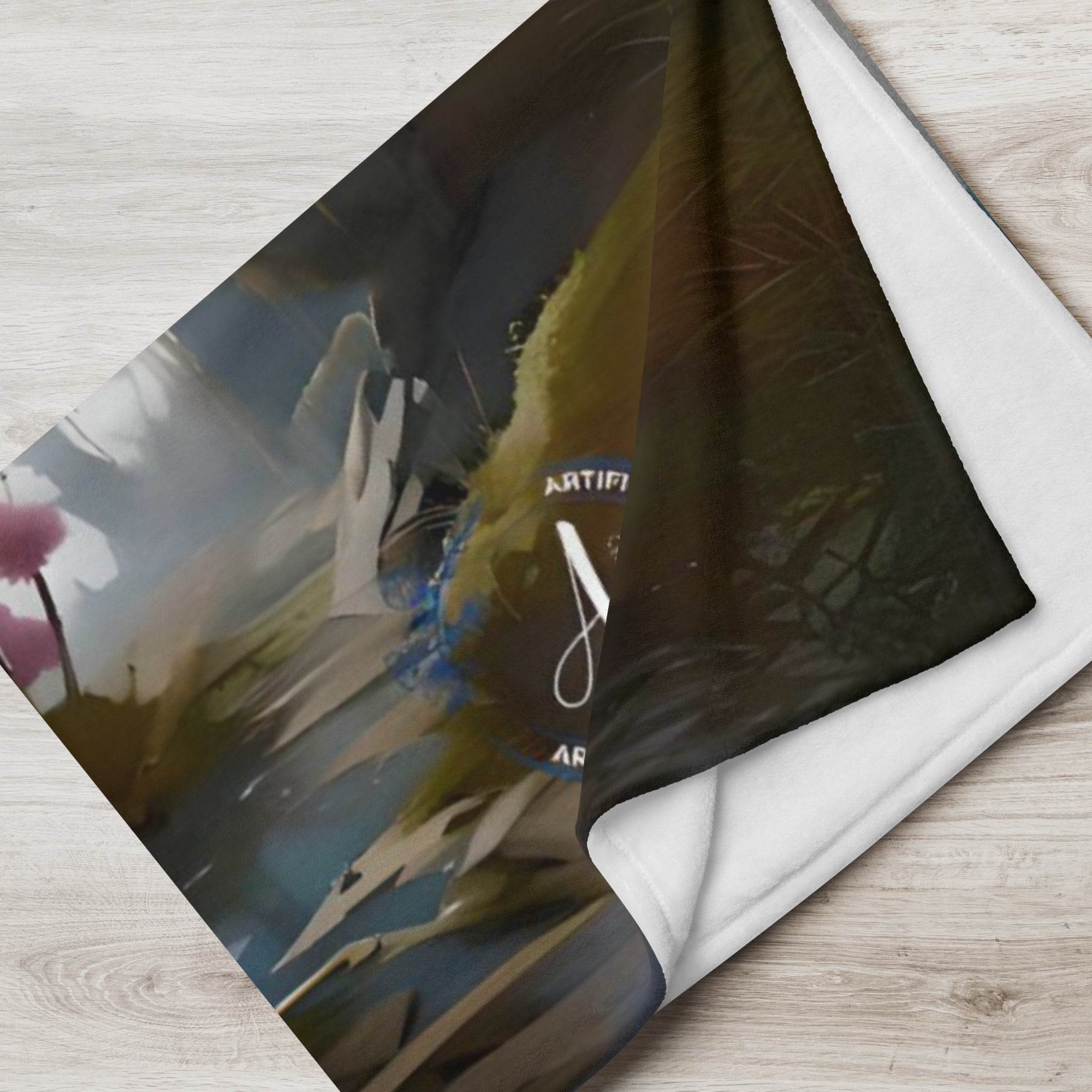 Soft polyester throw blanket featuring vibrant alien art design, available in horizontal and vertical styles.