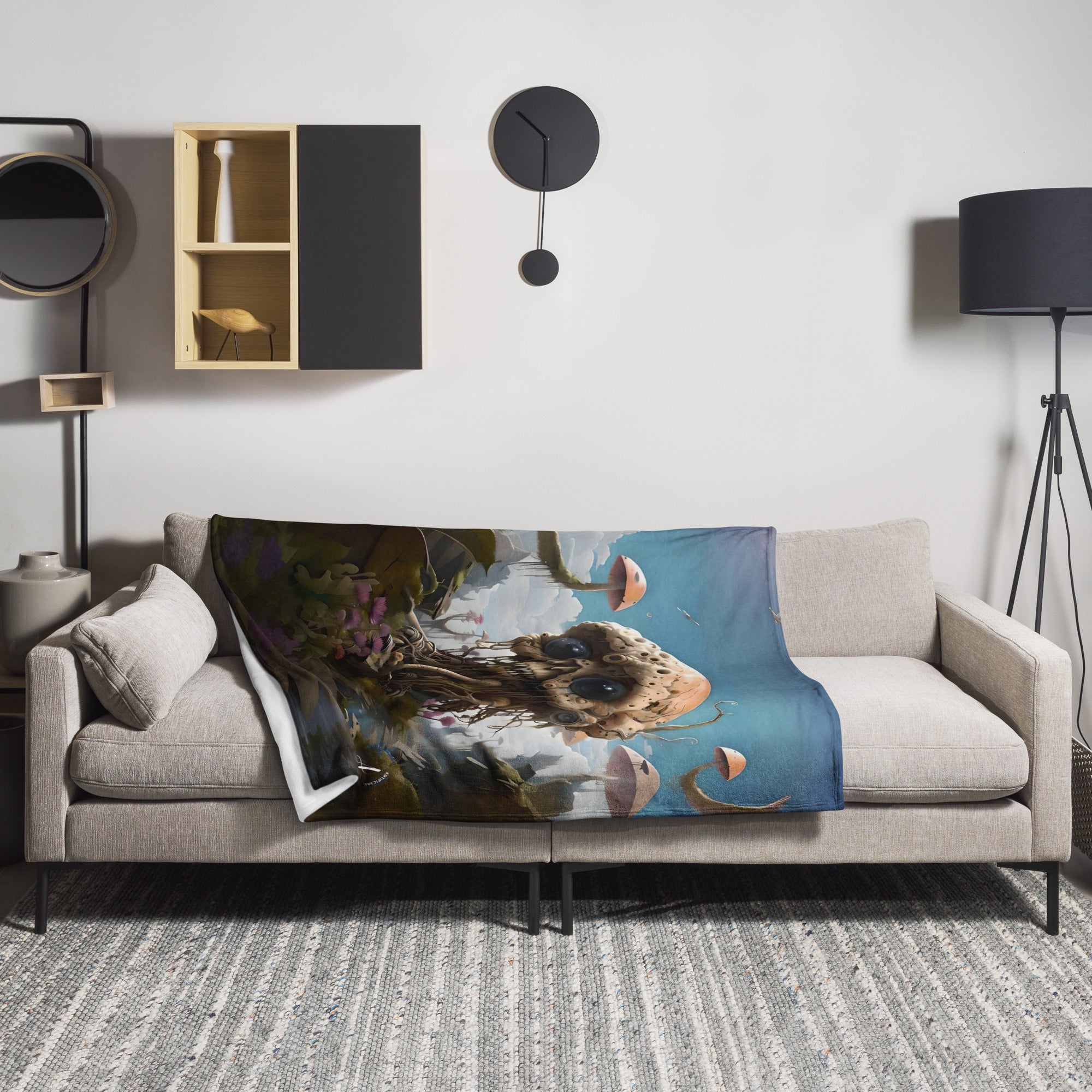 Alien Art Throw Blanket - Soft Polyester Digital Print Design