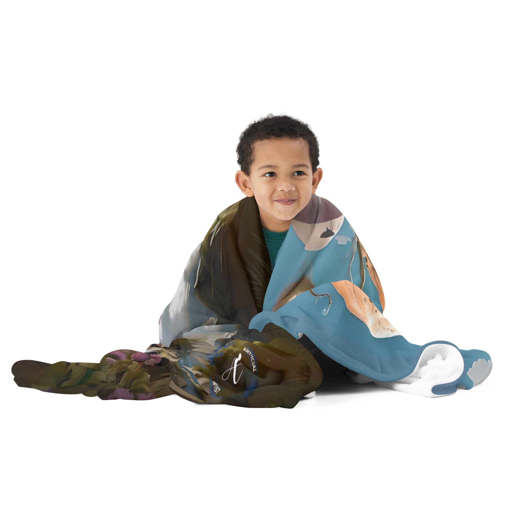 Alien Art Throw Blanket by Artificial Artist, soft polyester with vibrant digital print, available in two sizes