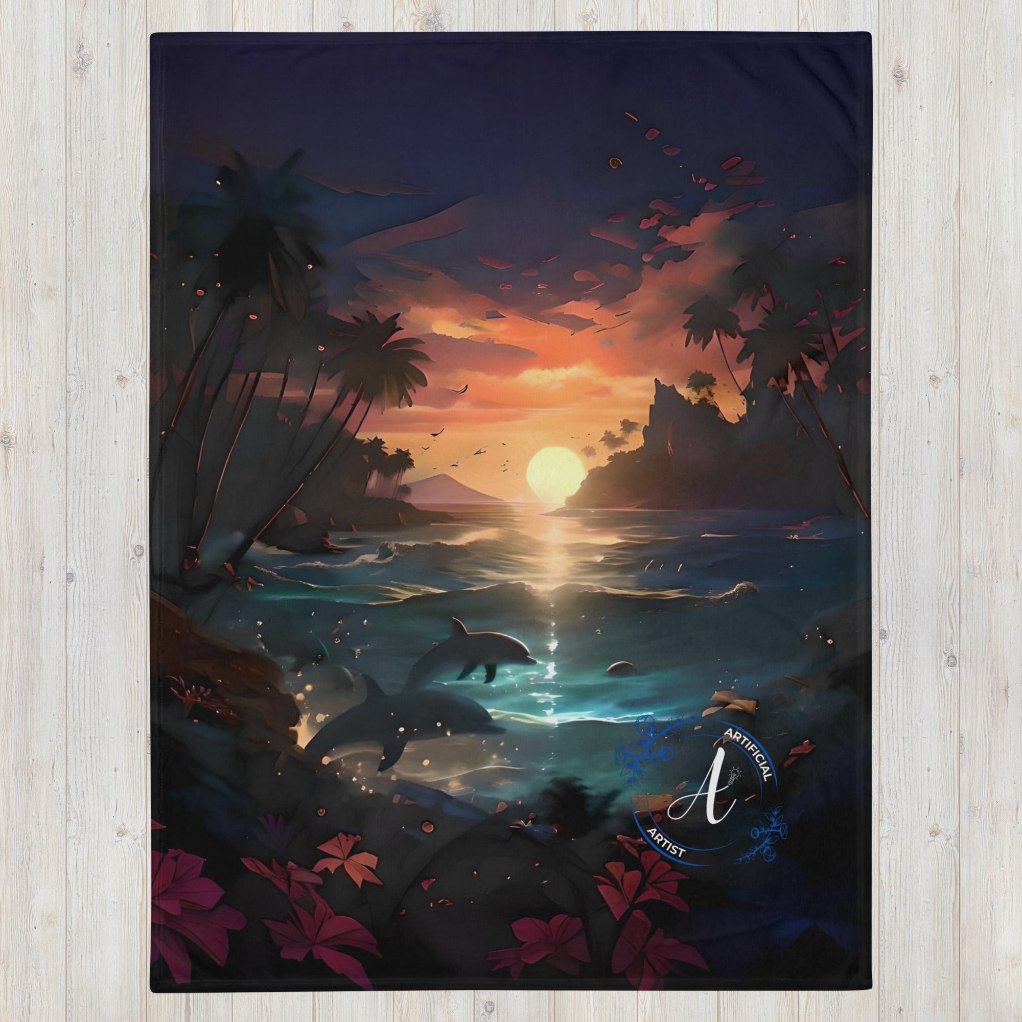 Throw Blanket - Sunset Dolphins