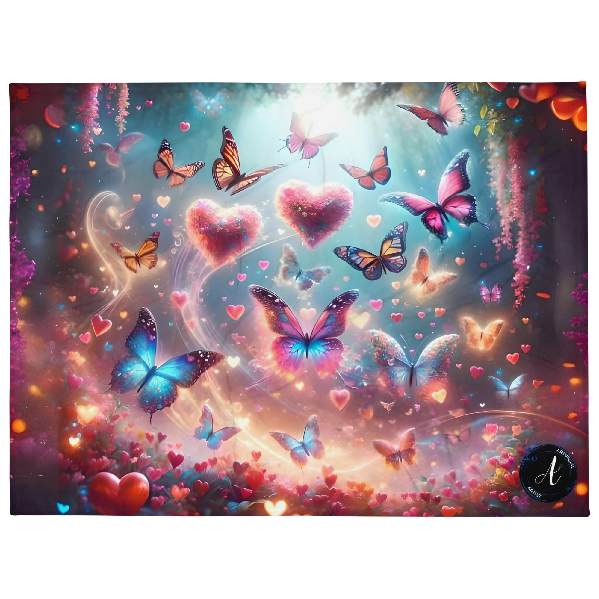 Butterfly Hearts Silk Touch Throw Blanket - Vibrant Print
