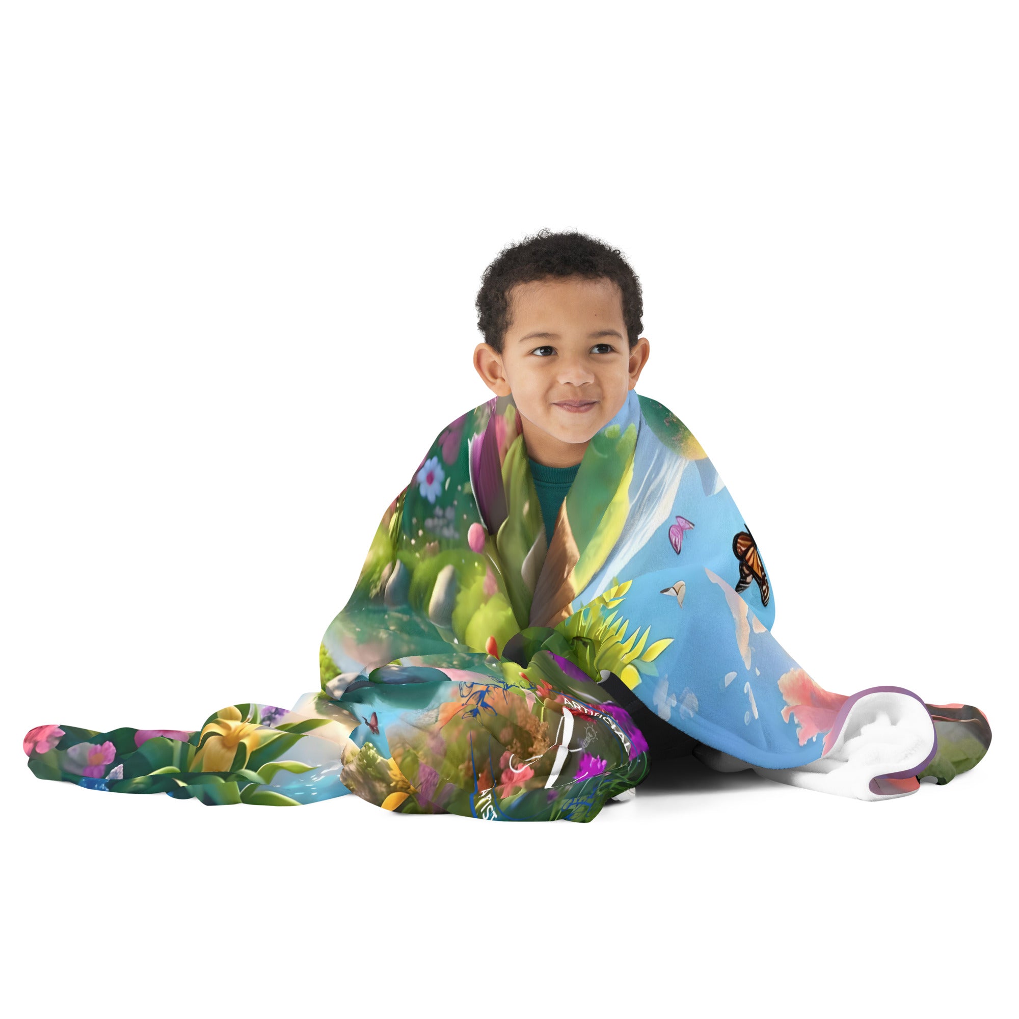 Soft Polyester Bunny Throw Blanket - Spring Meadow Design