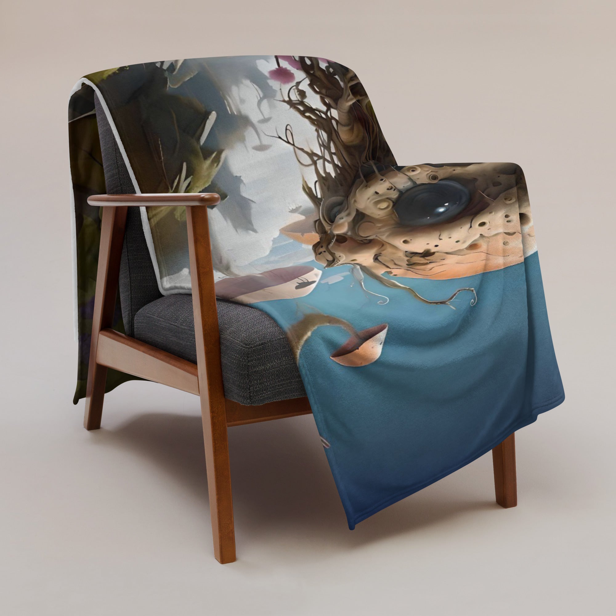 Alien Art Throw Blanket - Soft Polyester Digital Print Design