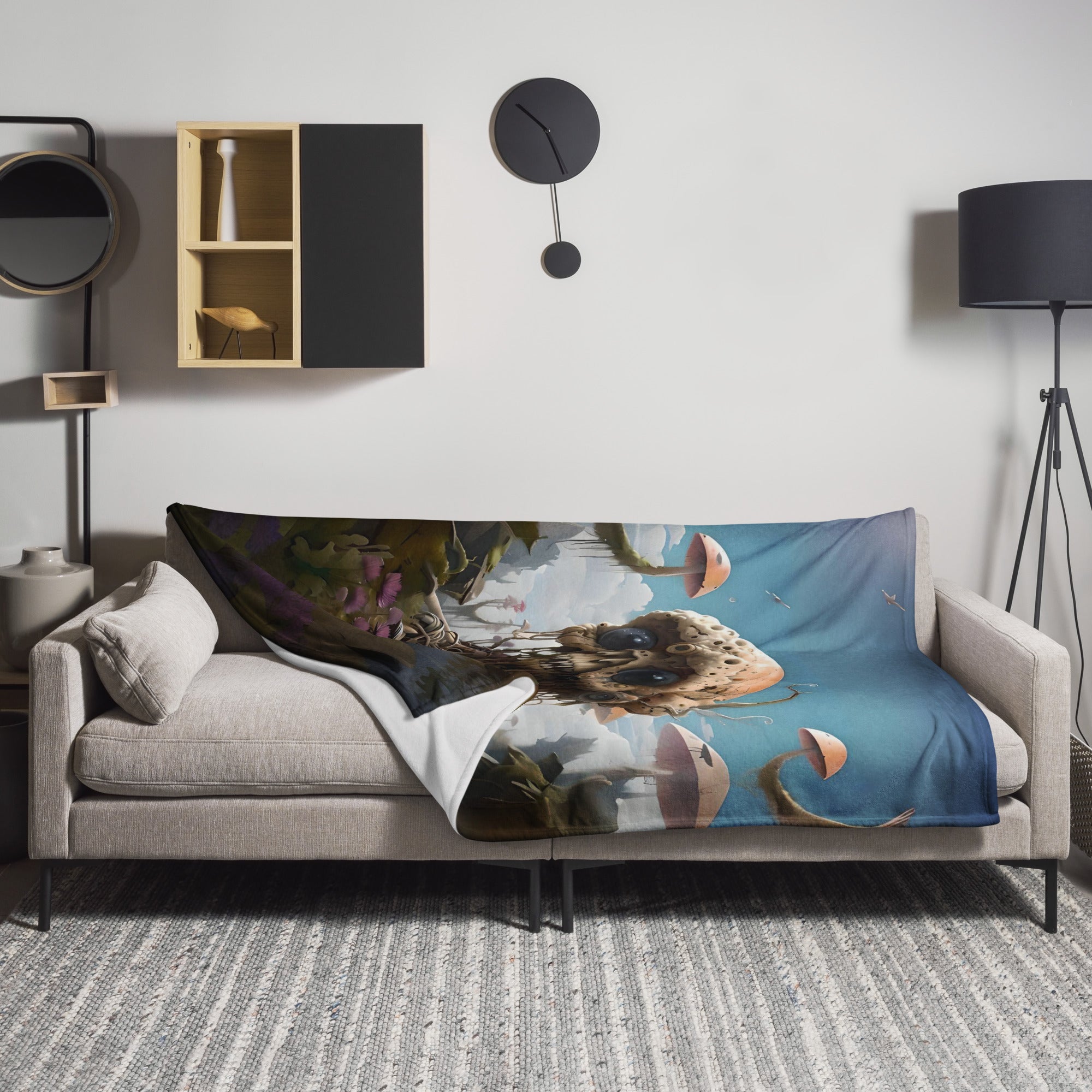 Alien Art Throw Blanket - Soft Polyester Digital Print Design